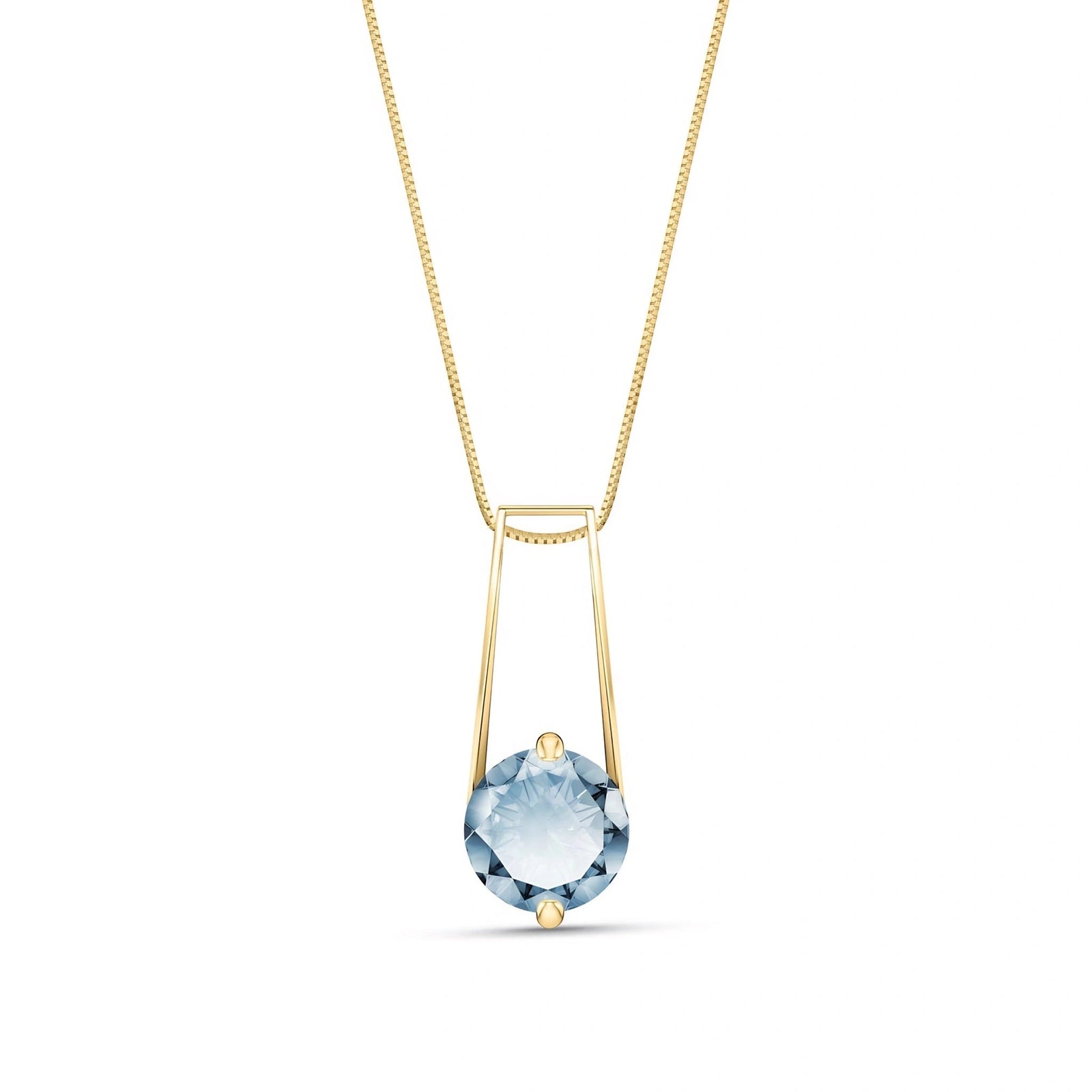 Yellow Gold Bloom Necklace Aquamarine 10K — Bruna