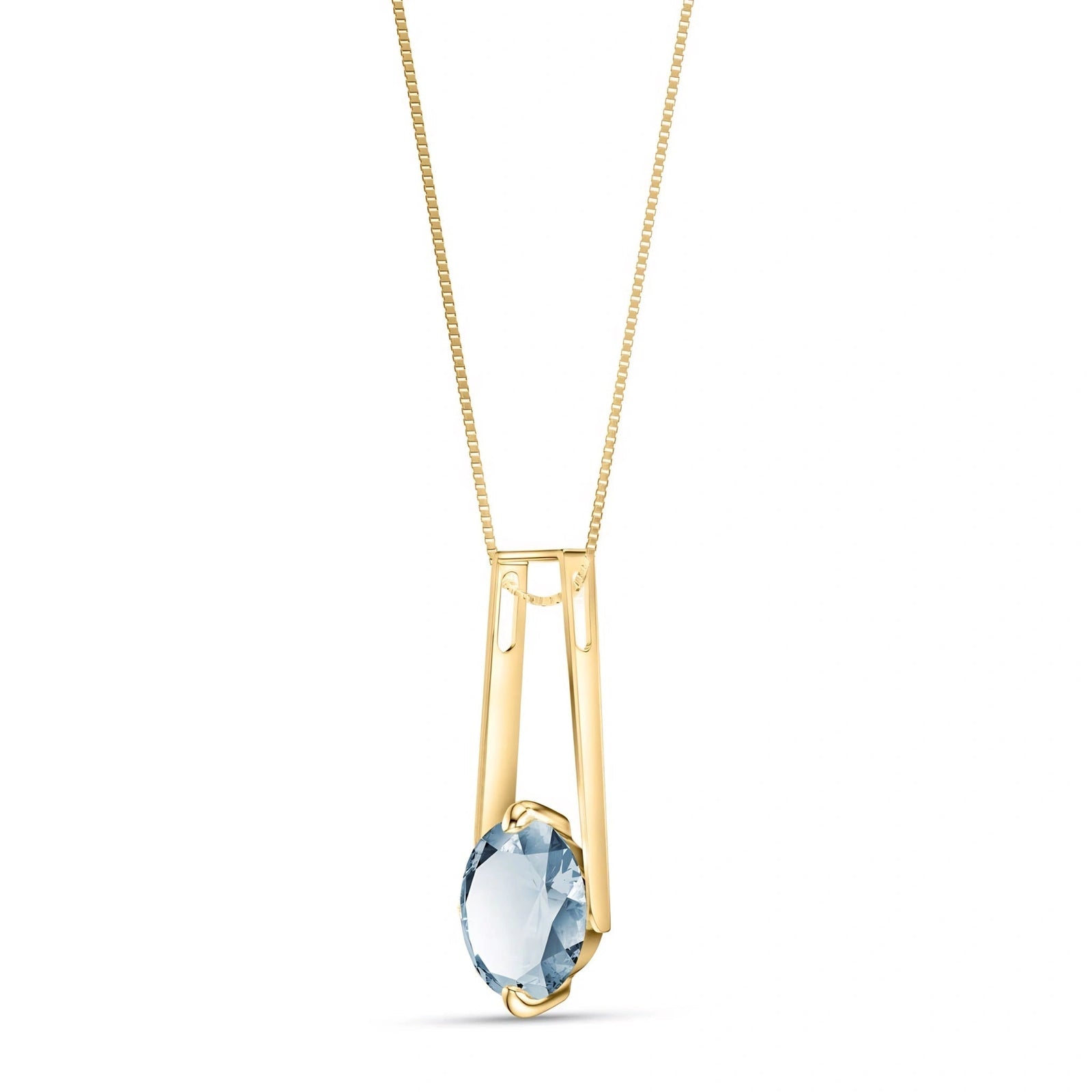 Yellow Gold Bloom Necklace Aquamarine 10K — Bruna