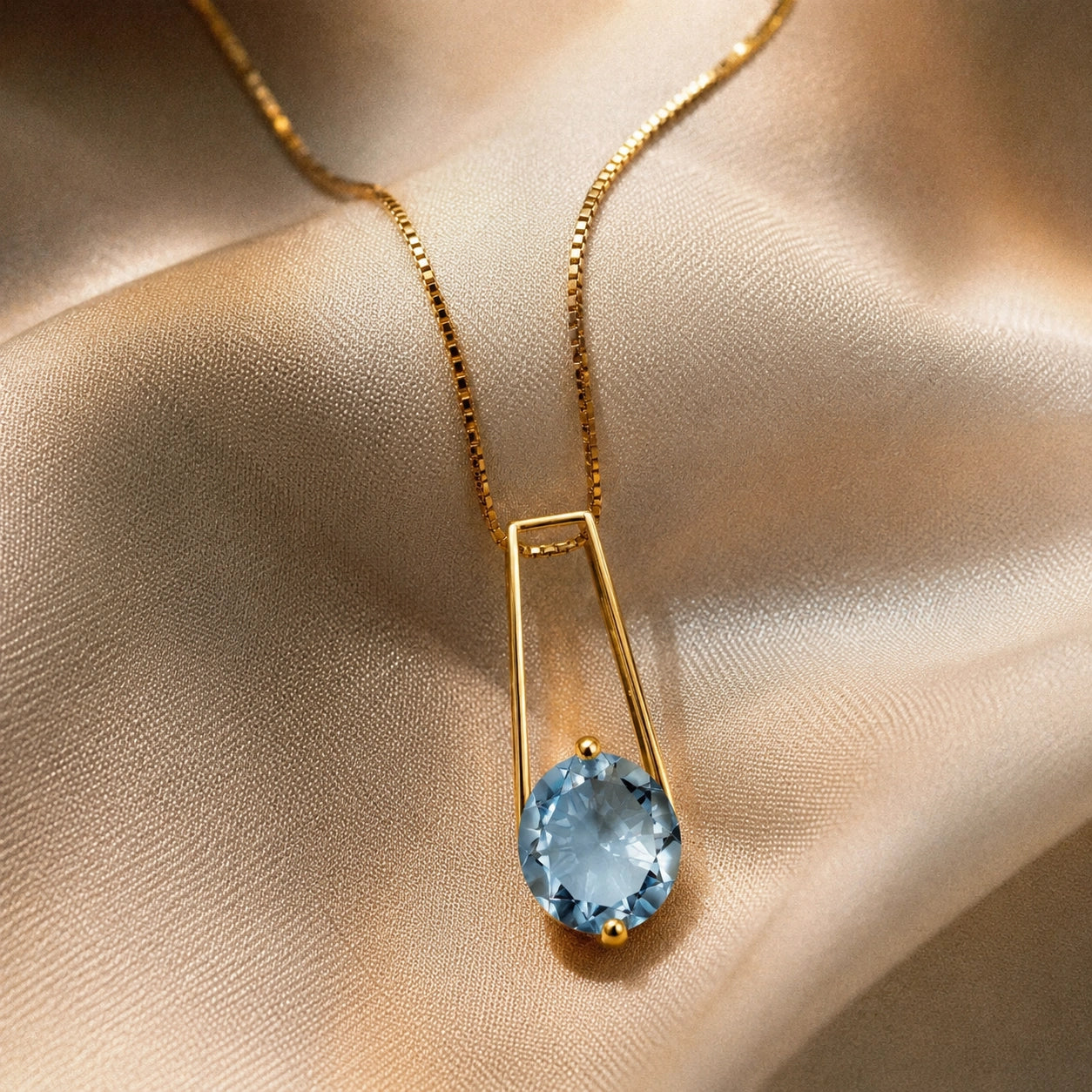 Yellow Gold Bloom Necklace Aquamarine 10K — Bruna