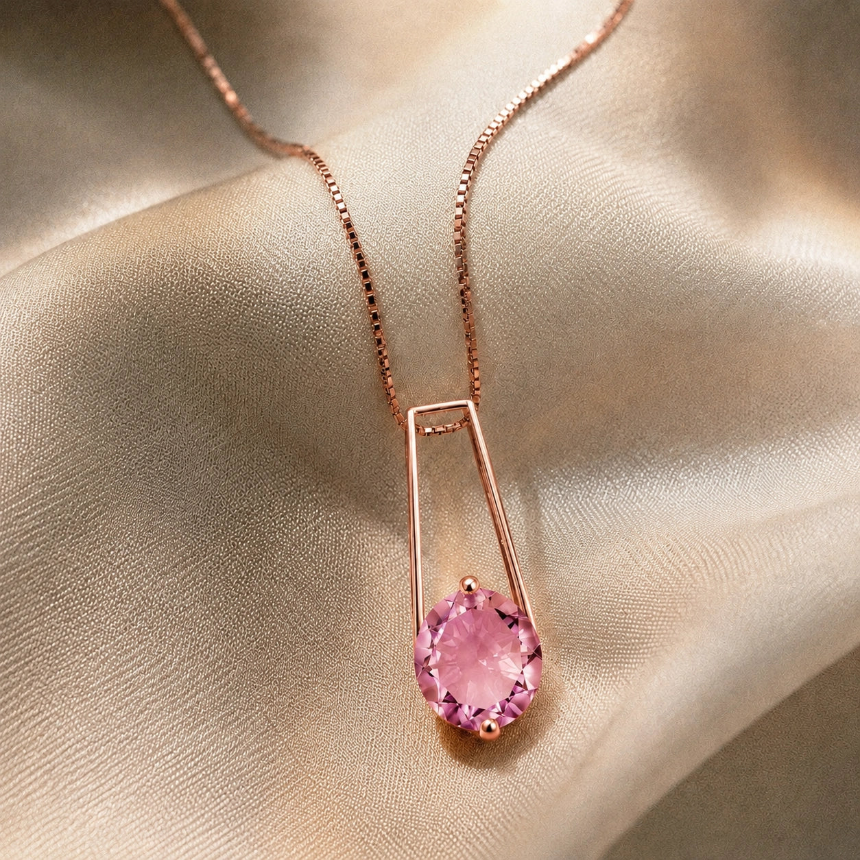 Rose Gold Bloom Necklace Pink Topaz 10K — Bruna