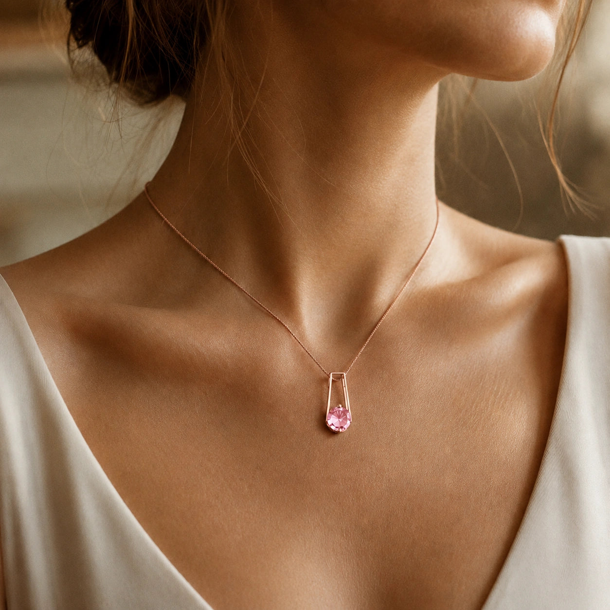 Rose Gold Bloom Necklace Pink Topaz 10K — Bruna