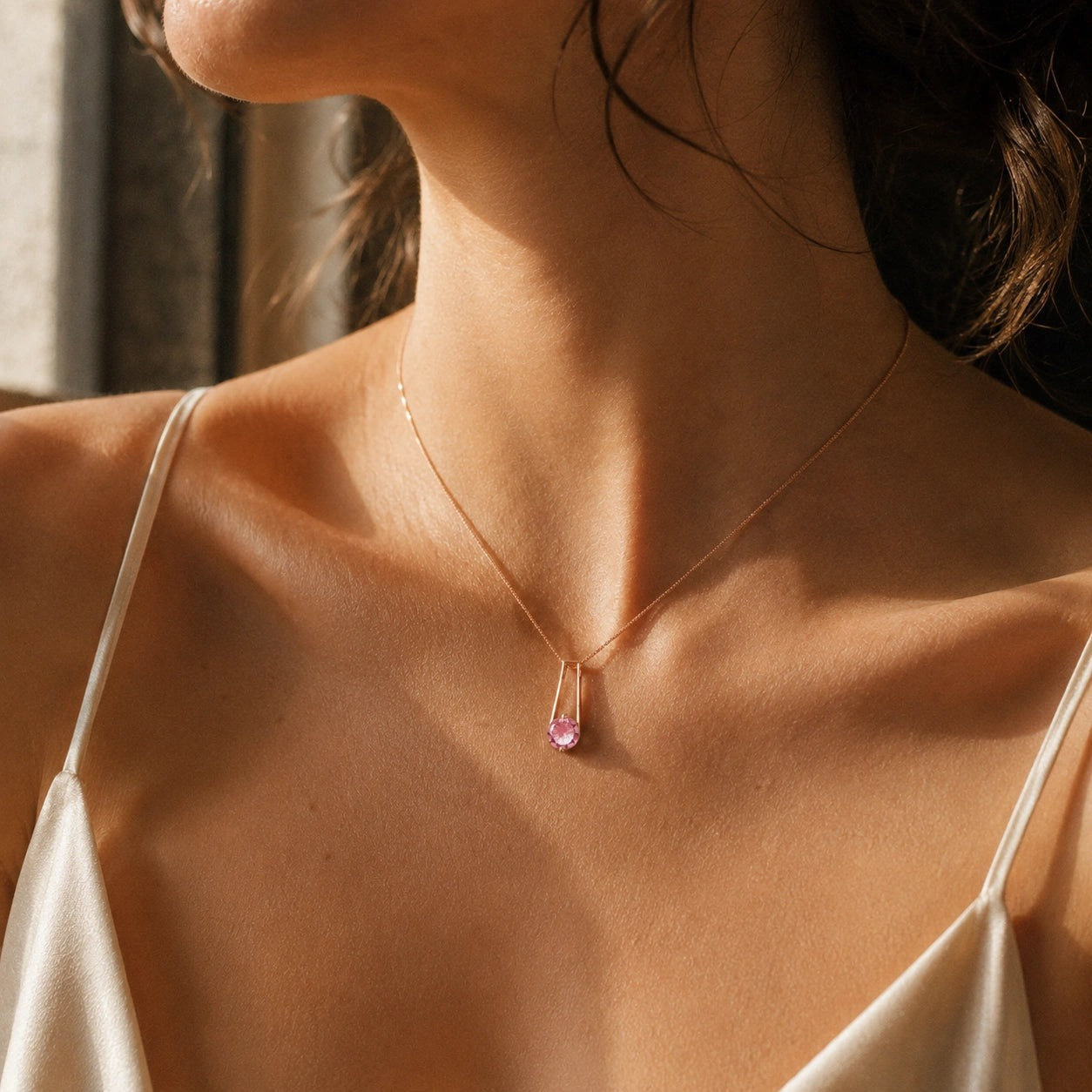 Rose Gold Bloom Necklace Pink Topaz 10K — Bruna