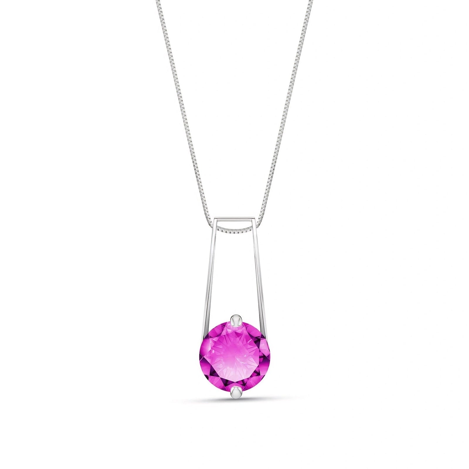 White Gold Bloom Necklace Pink Topaz 10K — Bruna