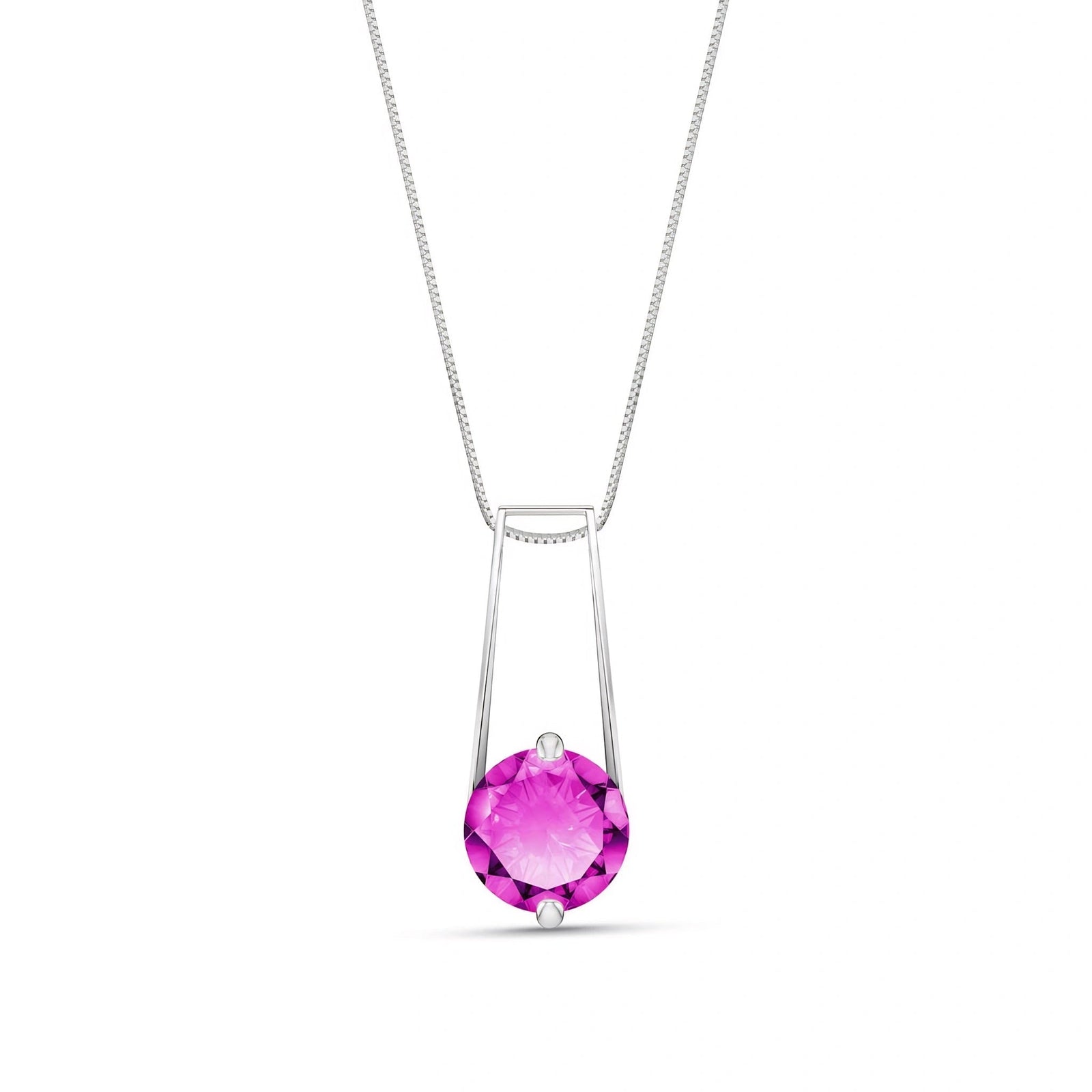 White Gold Bloom Necklace Pink Topaz 10K — Bruna