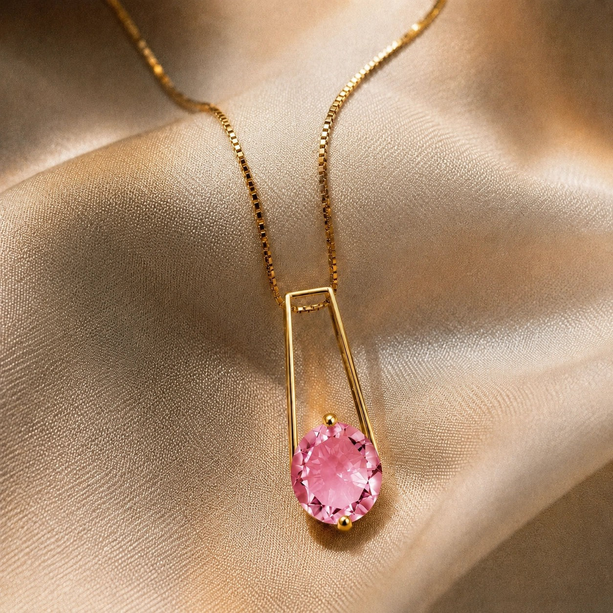 Yellow Gold Bloom Necklace Pink Topaz 10K — Bruna