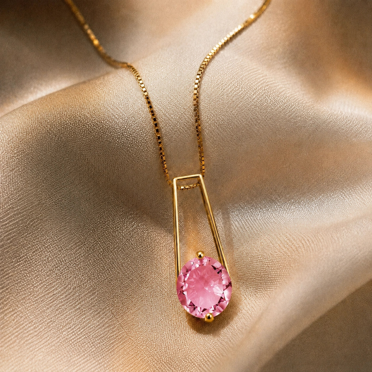 Yellow Gold Bloom Necklace Pink Topaz 10K — Bruna