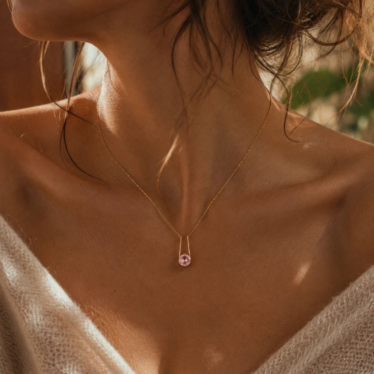 Yellow Gold Bloom Necklace Pink Topaz 10K — Bruna
