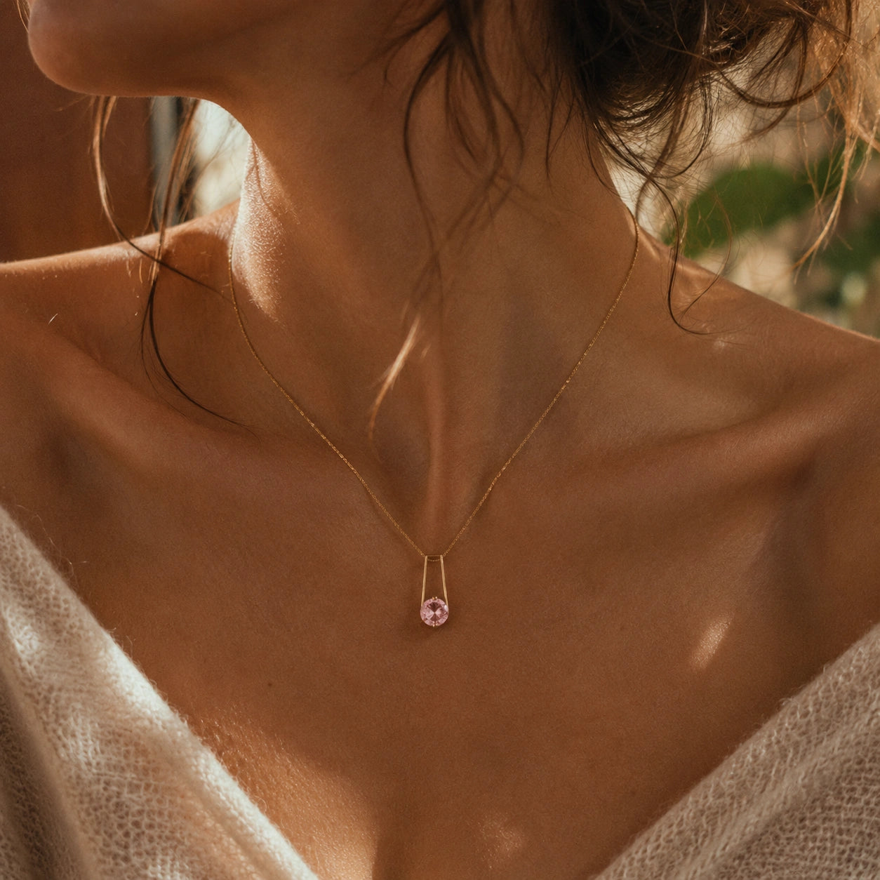 Yellow Gold Bloom Necklace Pink Topaz 10K — Bruna