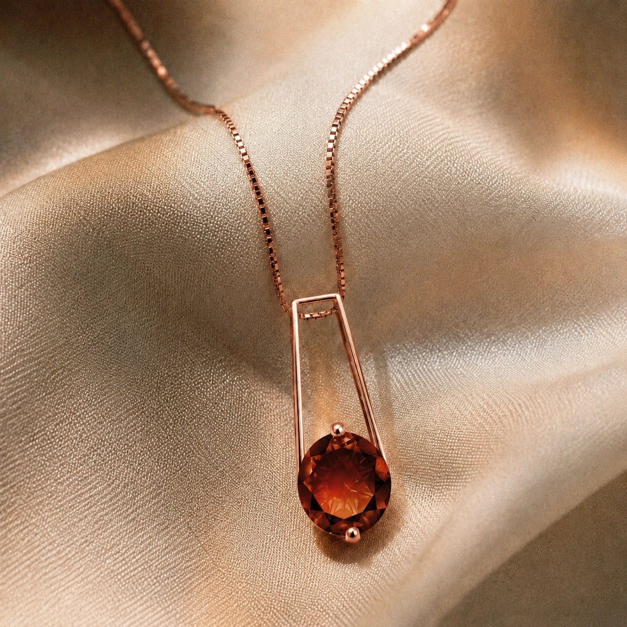 Rose Gold Bloom Necklace Garnet 10K — Bruna