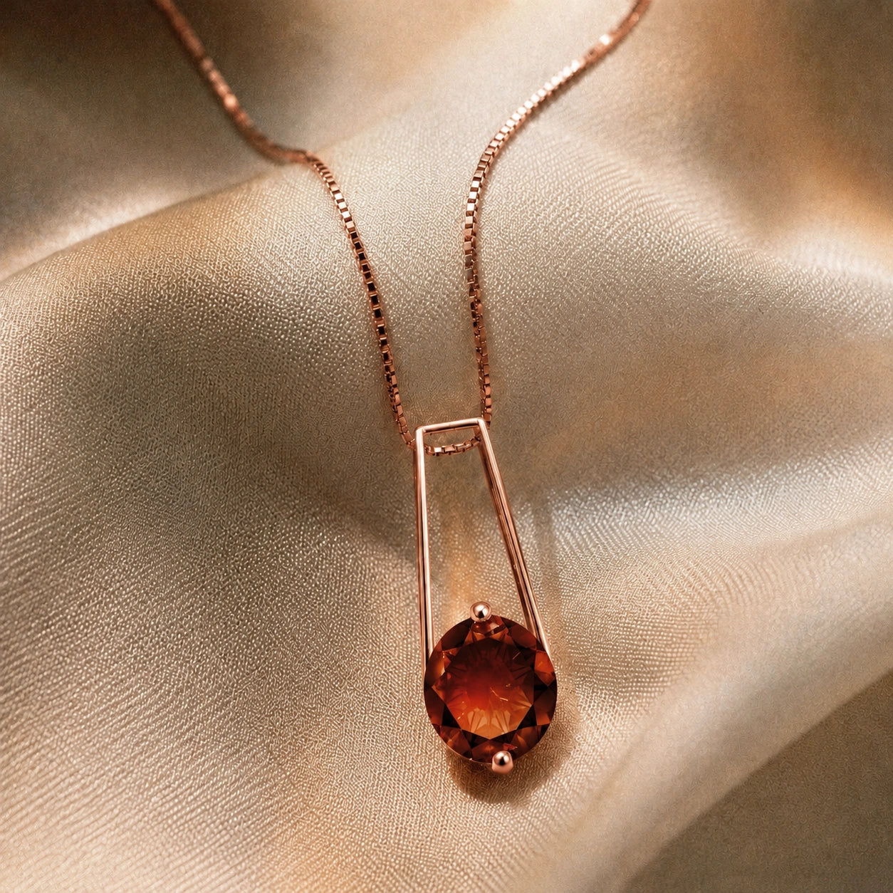 Rose Gold Bloom Necklace Garnet 10K — Bruna