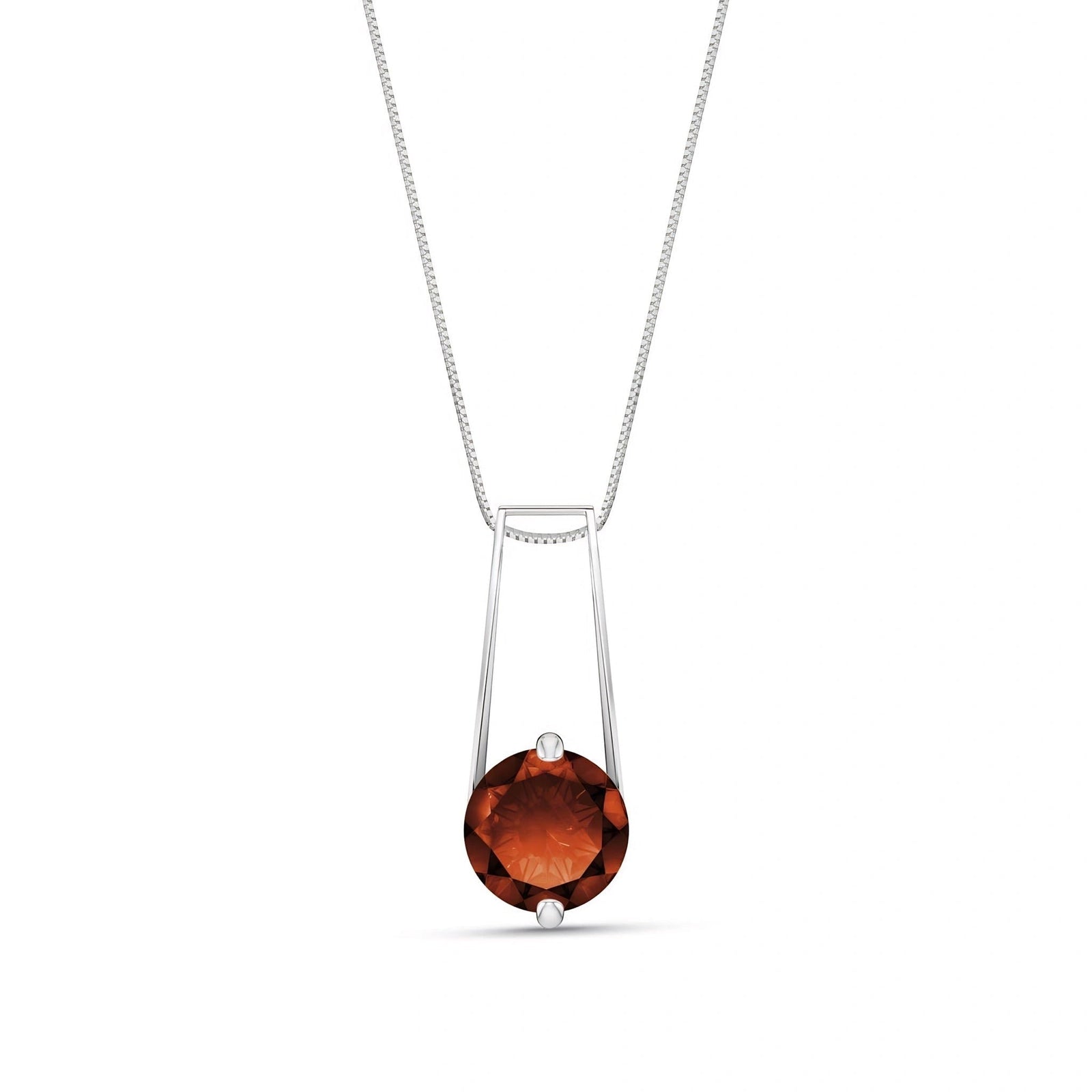 White Gold Bloom Necklace Garnet 10K — Bruna