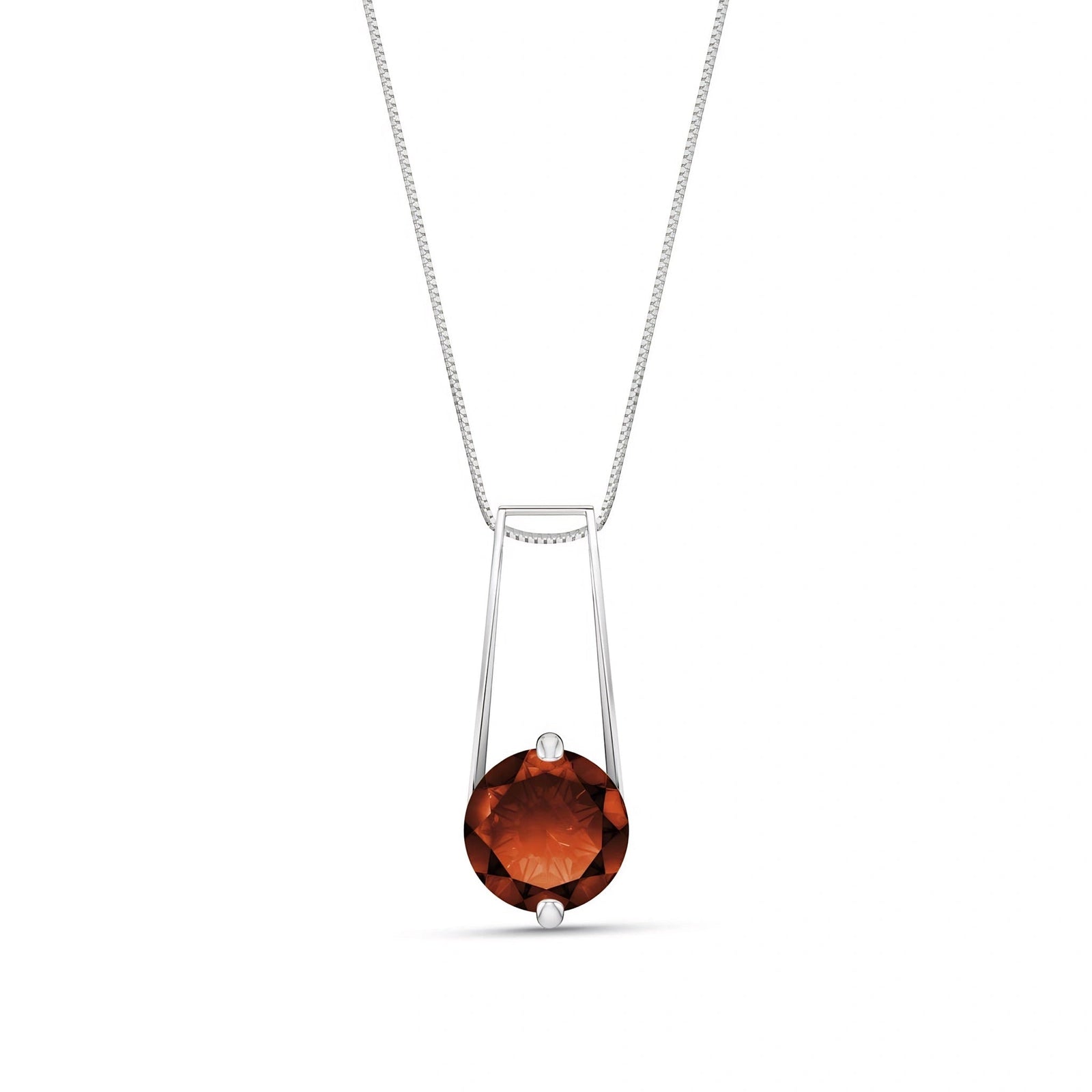 White Gold Bloom Necklace Garnet 10K — Bruna
