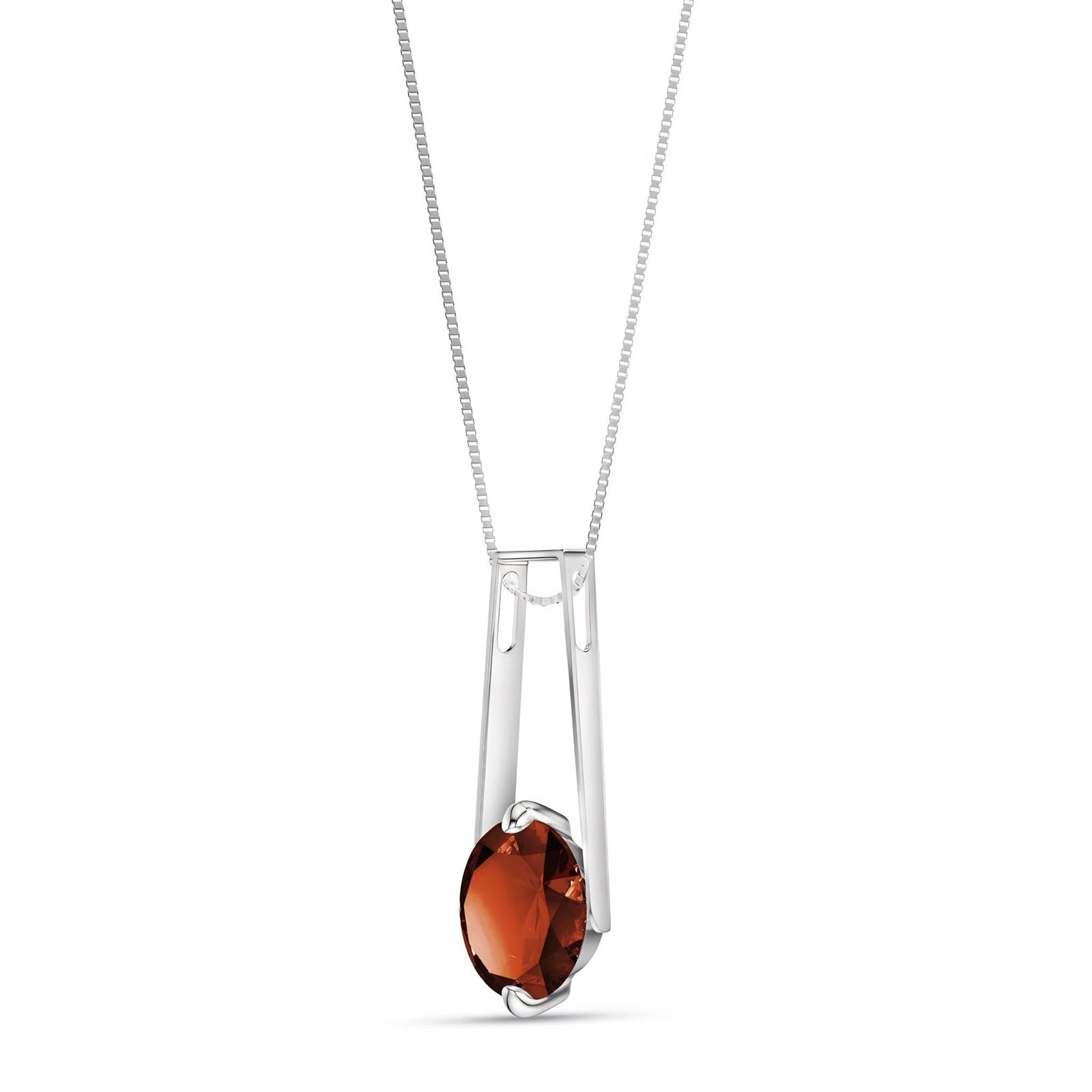White Gold Bloom Necklace Garnet 10K — Bruna