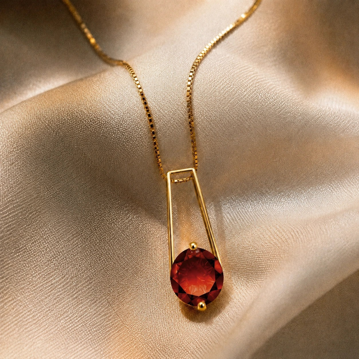 Yellow Gold Bloom Necklace Garnet 10K — Bruna