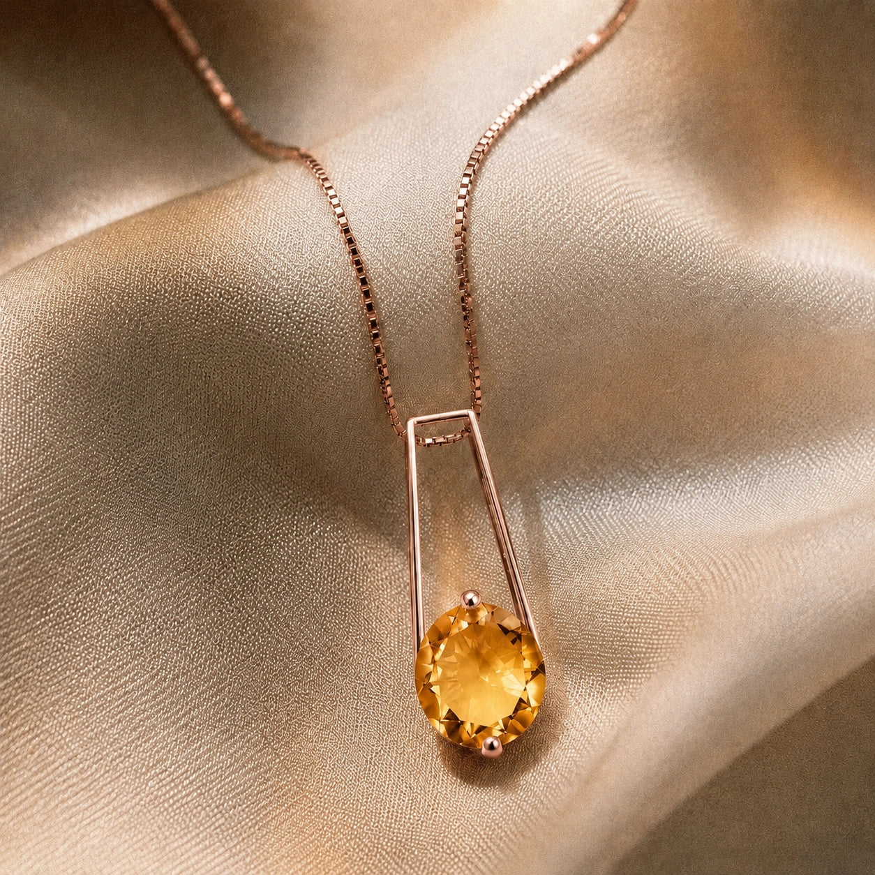 Rose Gold Bloom Necklace Citrine 10K — Bruna