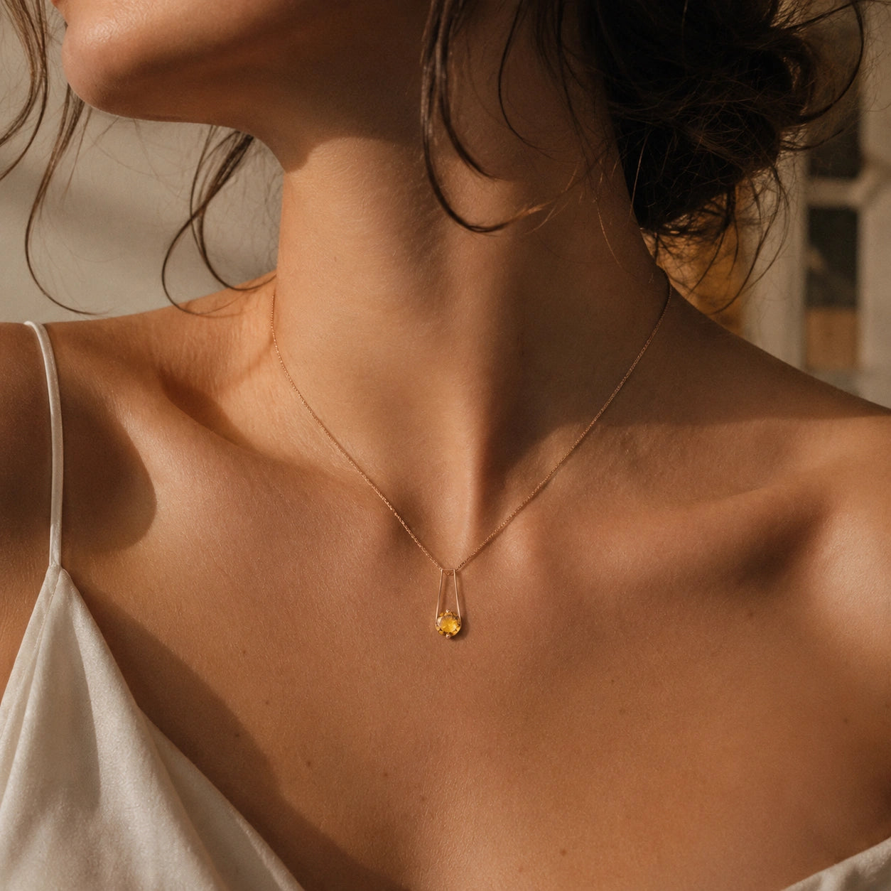 Rose Gold Bloom Necklace Citrine 10K — Bruna