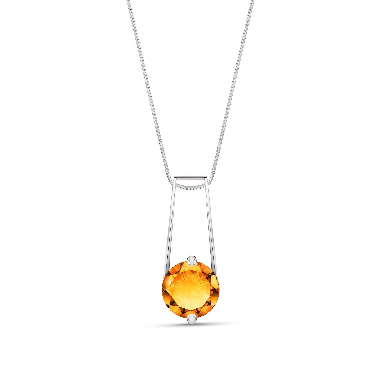 White Gold Bloom Necklace Citrine 10K — Bruna