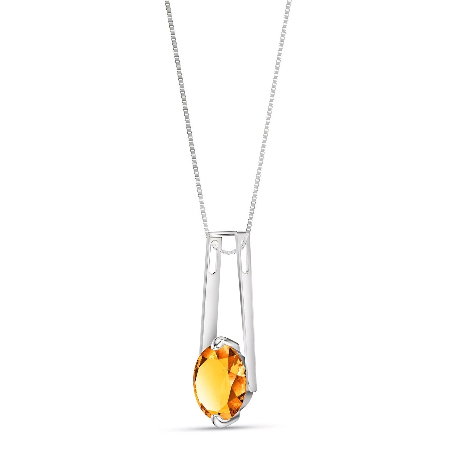 White Gold Bloom Necklace Citrine 10K — Bruna