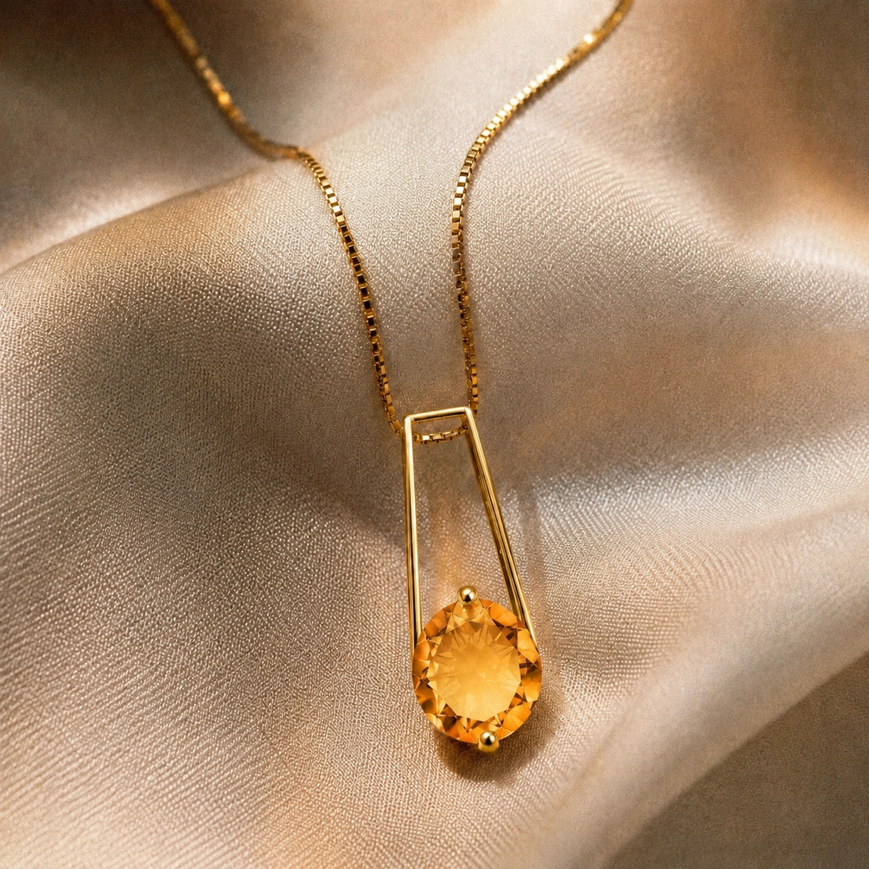 Yellow Gold Bloom Necklace Citrine 10K — Bruna