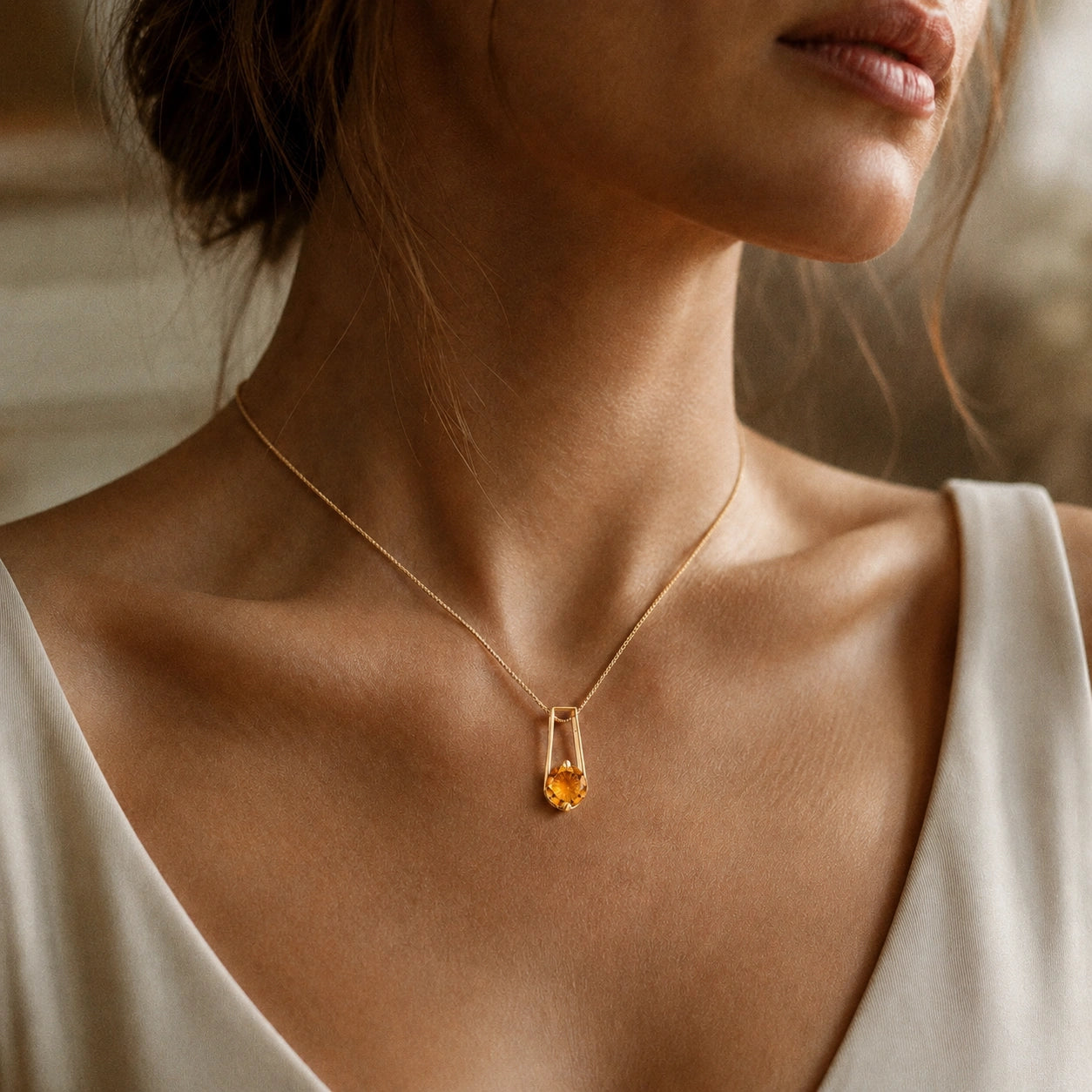 Yellow Gold Bloom Necklace Citrine 10K — Bruna