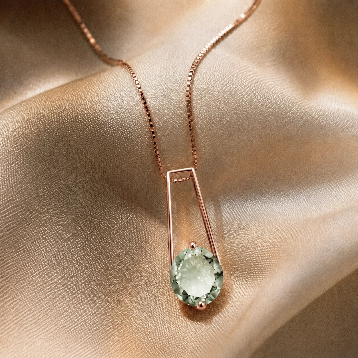 Rose Gold Bloom Necklace Green Amethyst 10K — Bruna