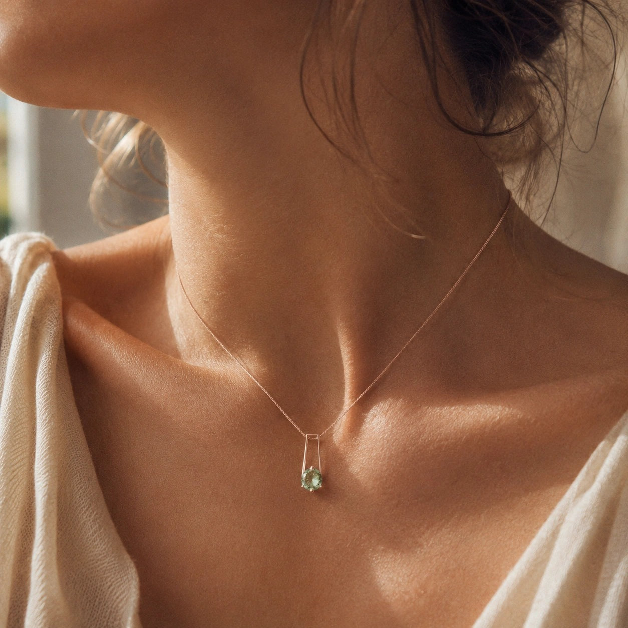 Rose Gold Bloom Necklace Green Amethyst 10K — Bruna