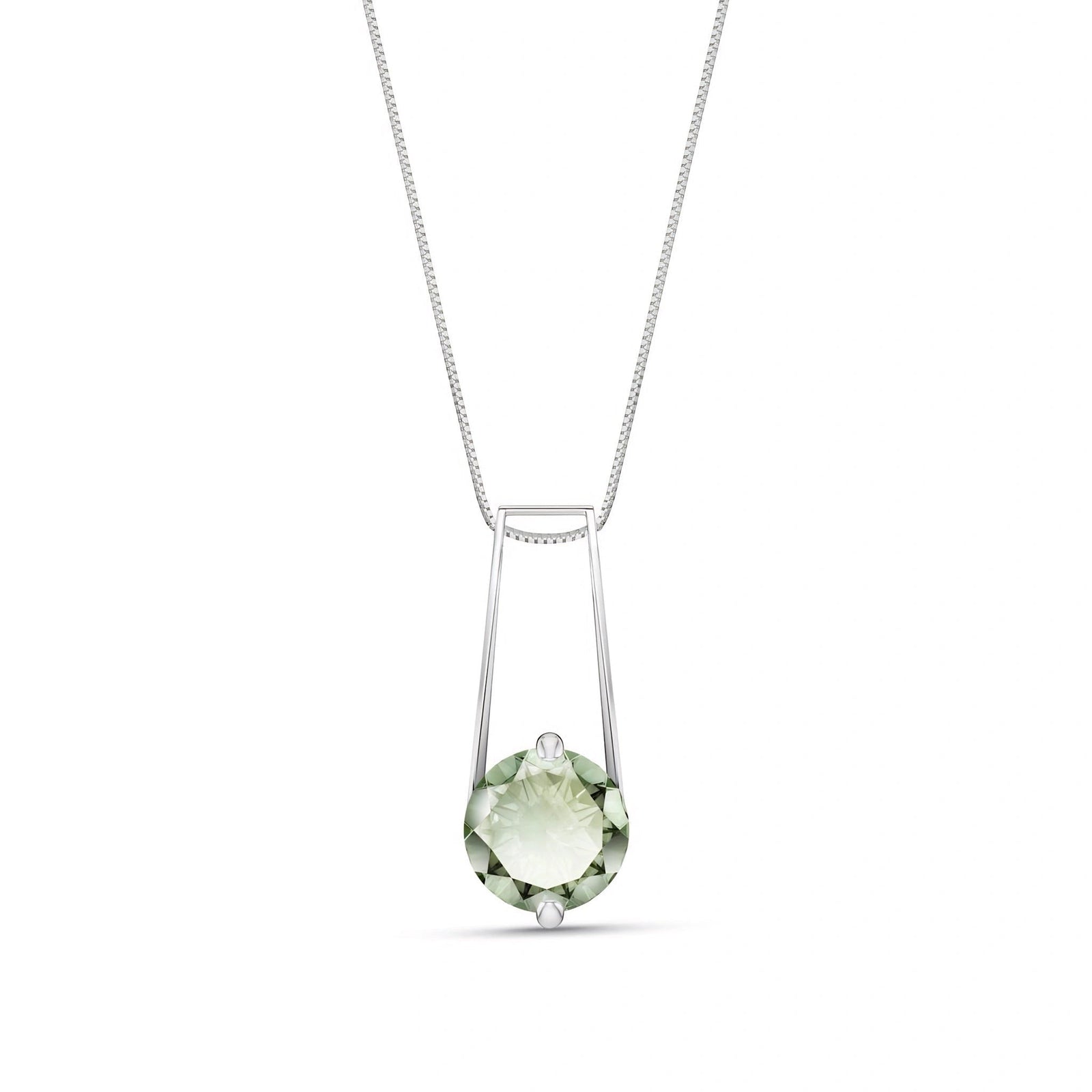 White Gold Bloom Necklace Green Amethyst 10K — Bruna