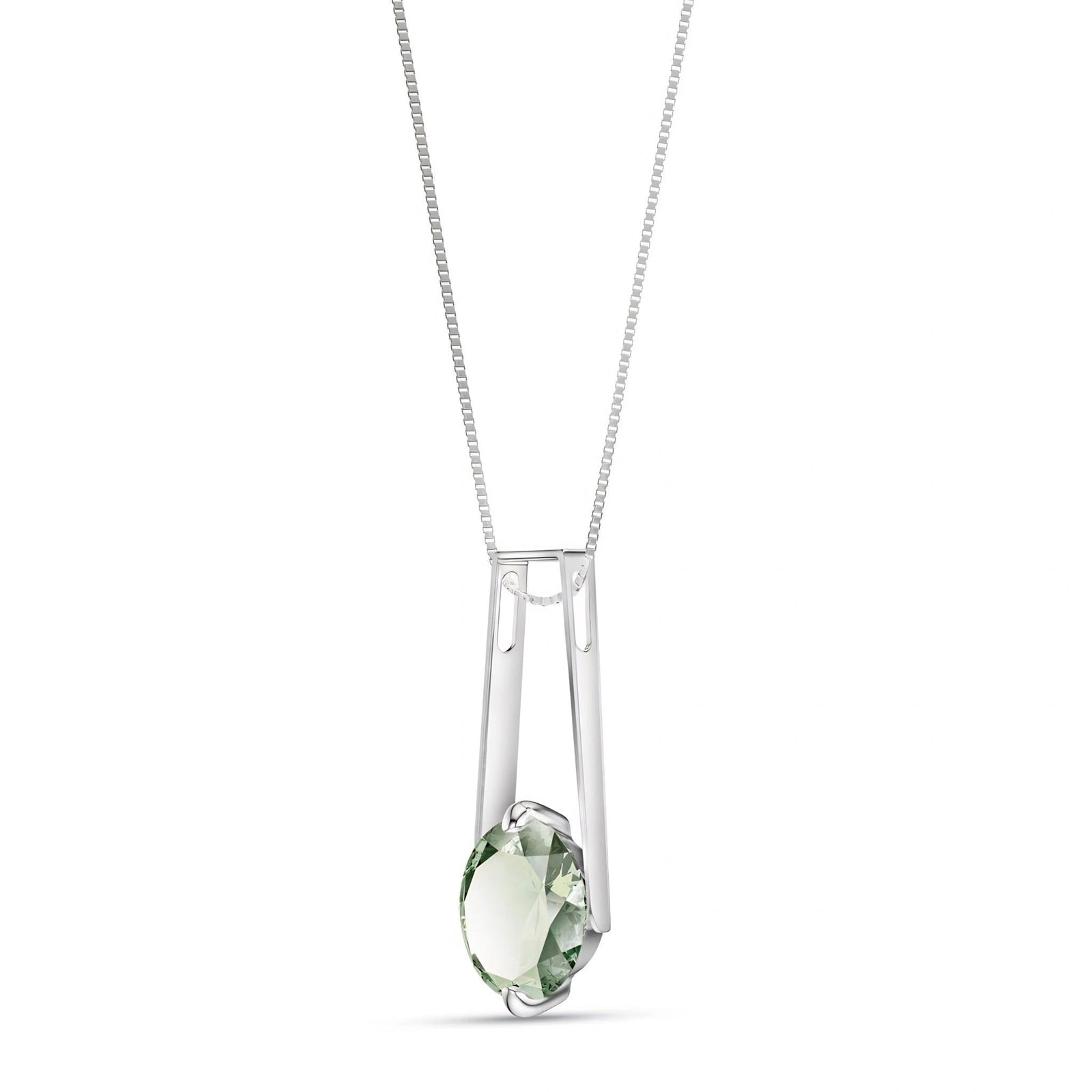 White Gold Bloom Necklace Green Amethyst 10K — Bruna