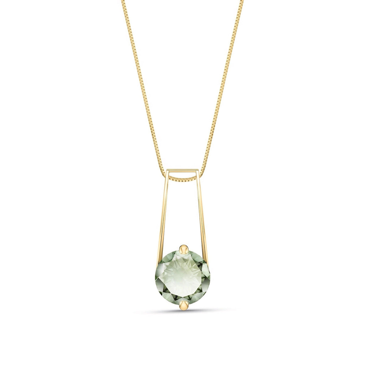 Yellow Gold Bloom Necklace Green Amethyst 10K — Bruna