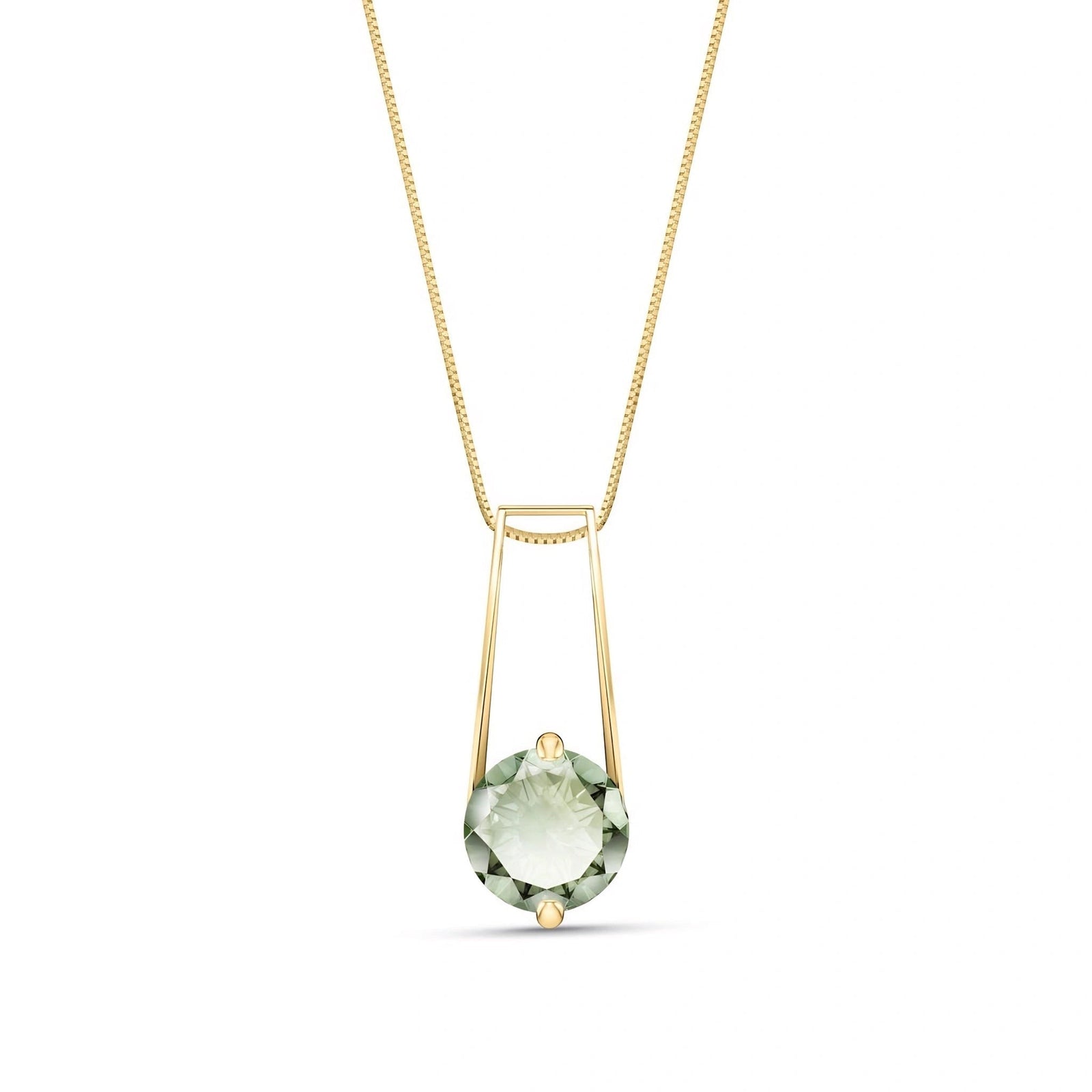 Yellow Gold Bloom Necklace Green Amethyst 10K — Bruna