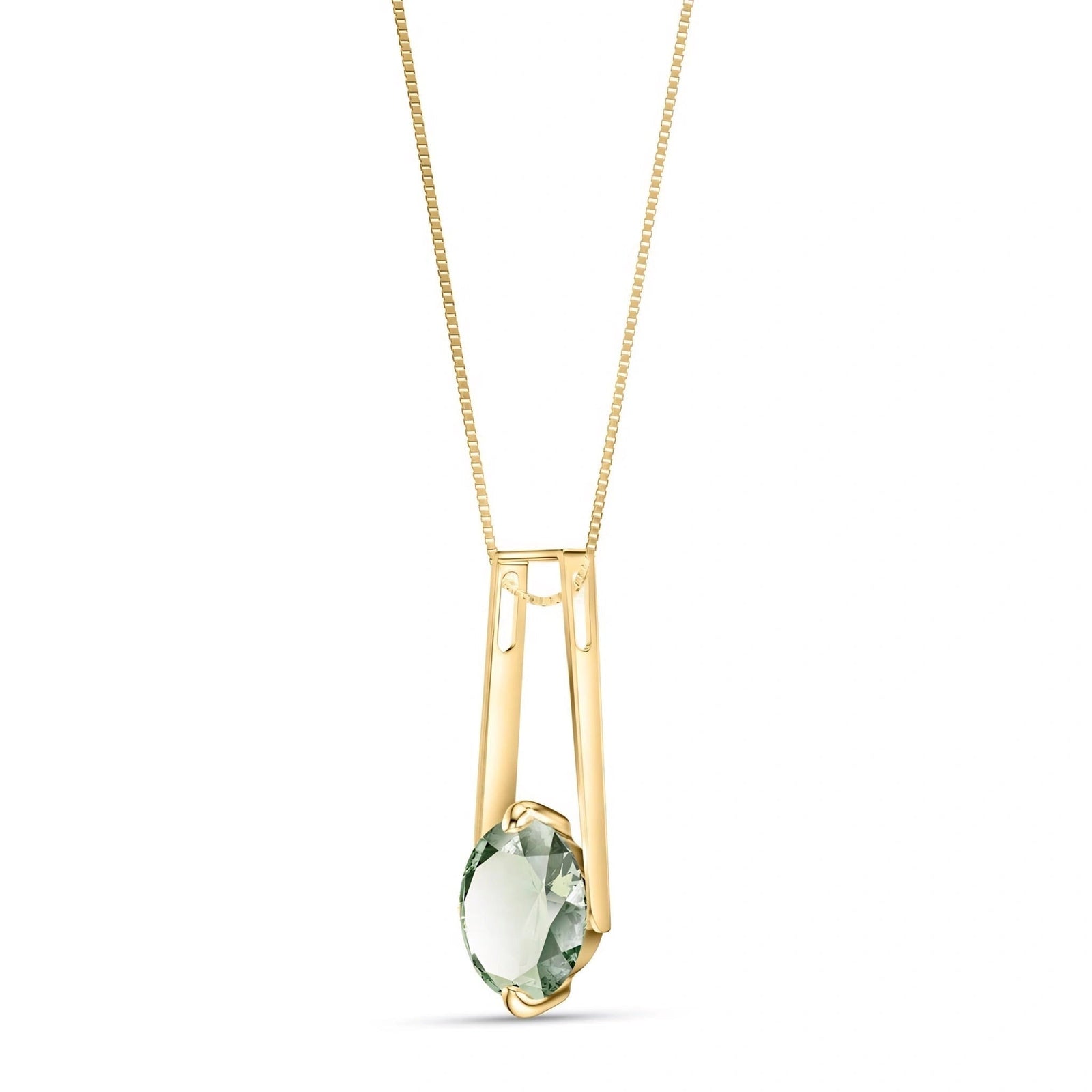 Yellow Gold Bloom Necklace Green Amethyst 10K — Bruna