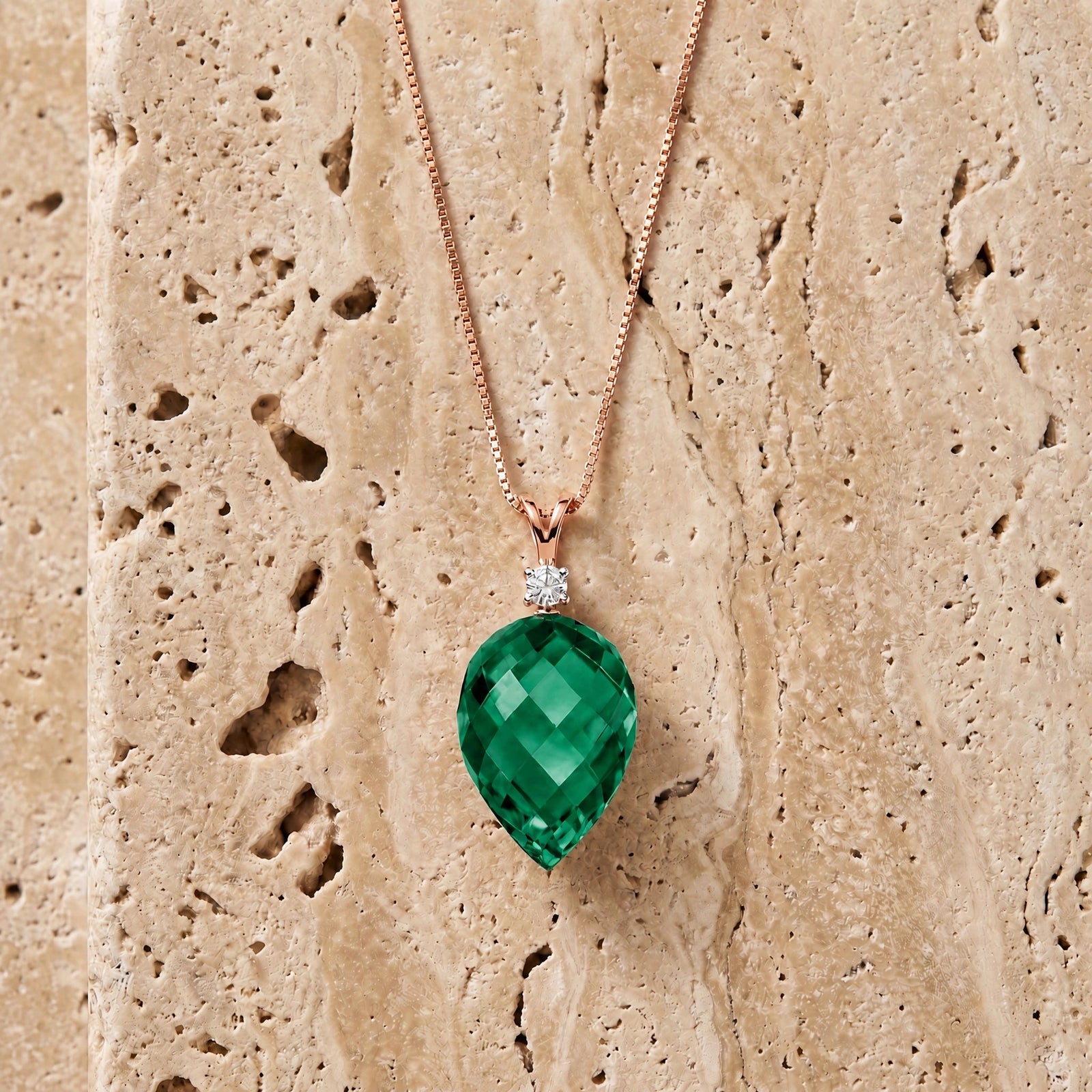 Rose Gold Pendant Necklace Blue Topaz 10K — Ornella
