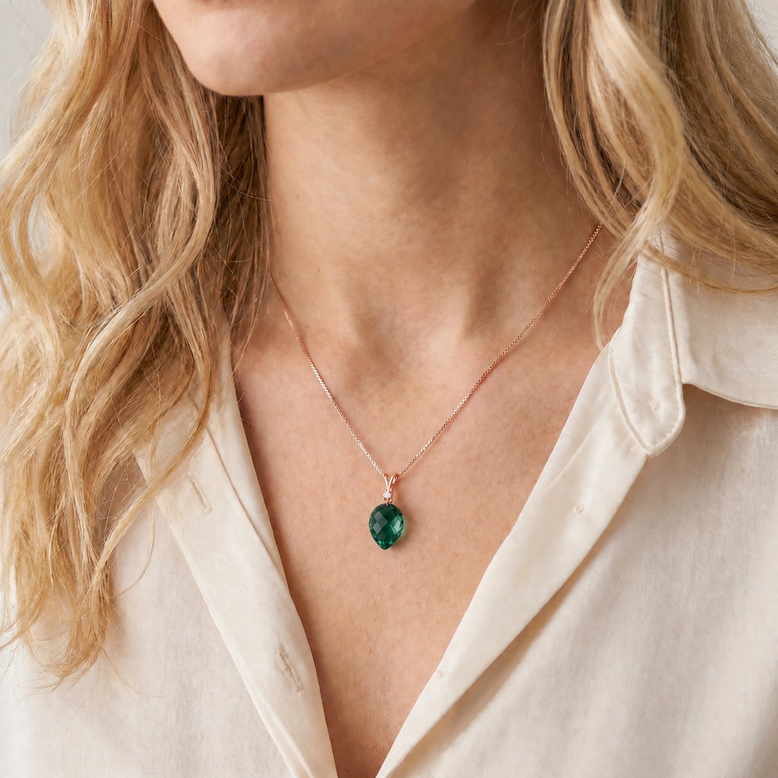 Rose Gold Pendant Necklace Blue Topaz 10K — Ornella
