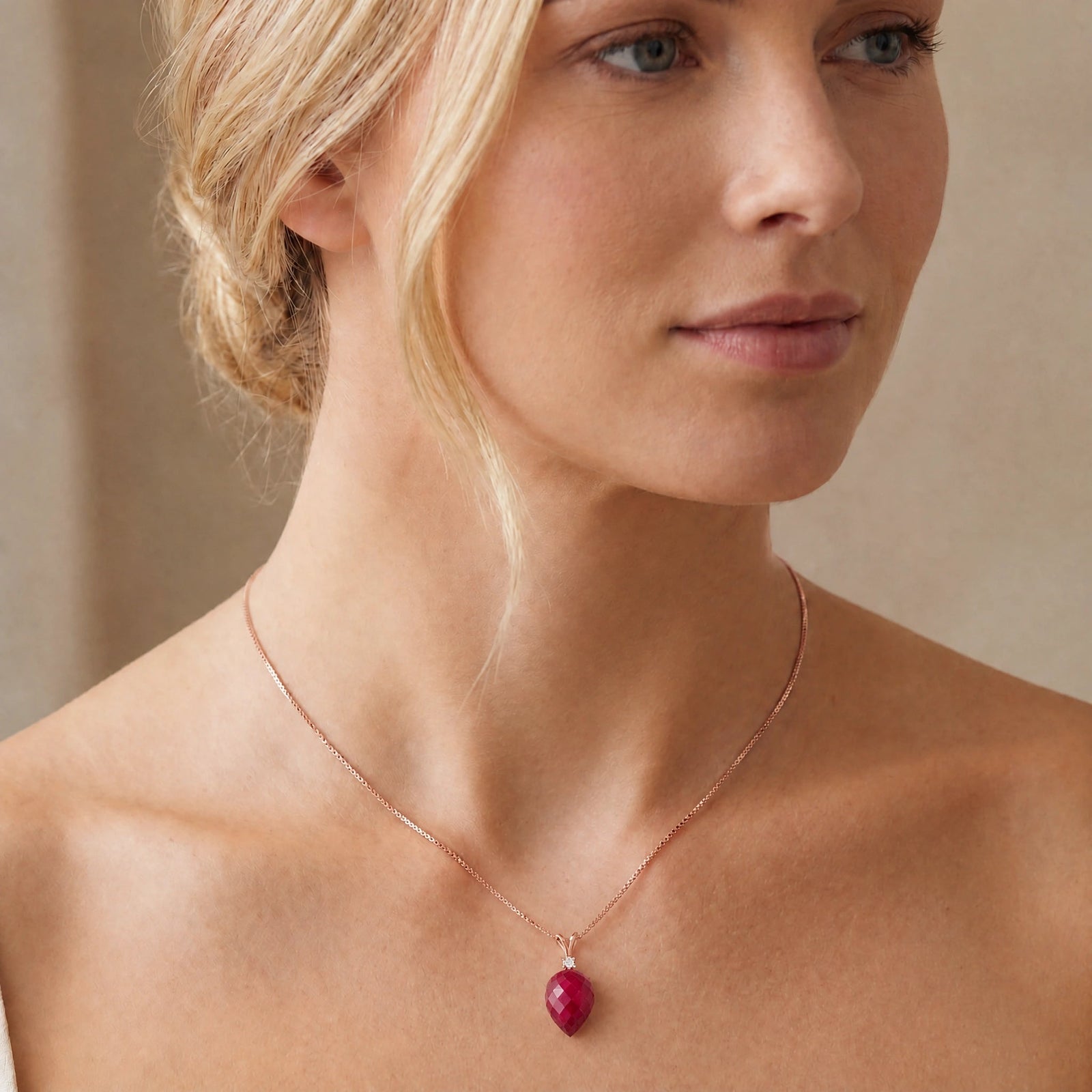 Rose Gold Pendant Necklace Citrine 10K — Ornella