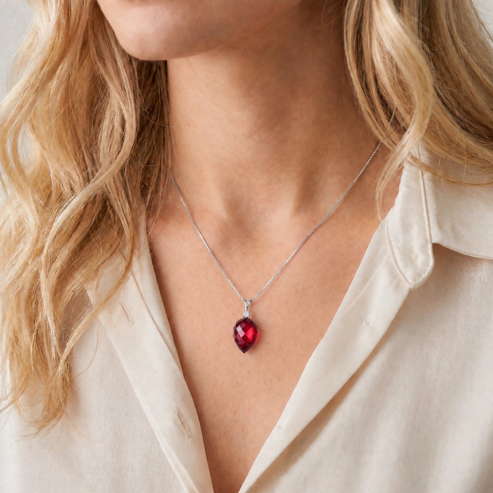 White Gold Pendant Necklace Citrine 10K — Ornella