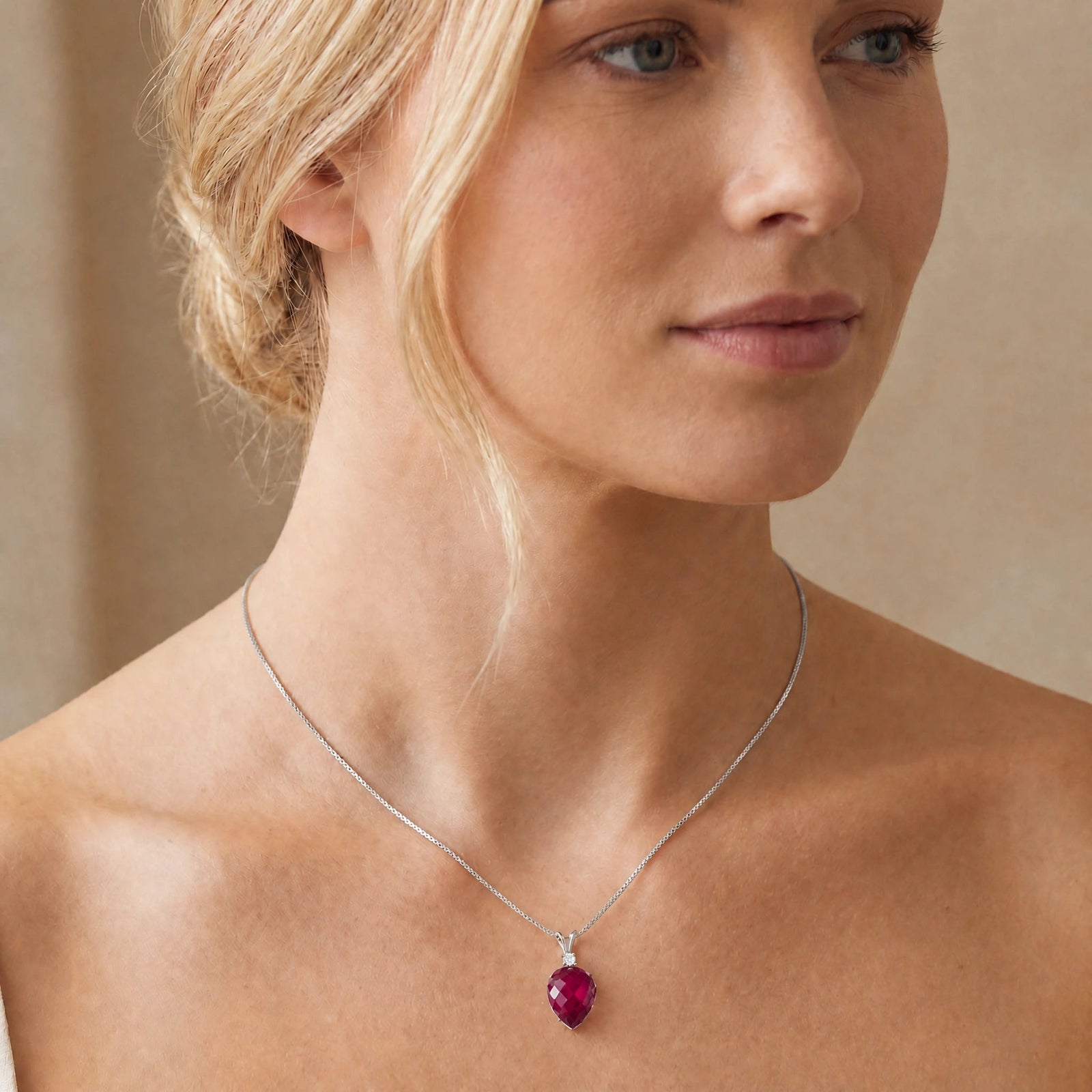 White Gold Pendant Necklace Citrine 10K — Ornella