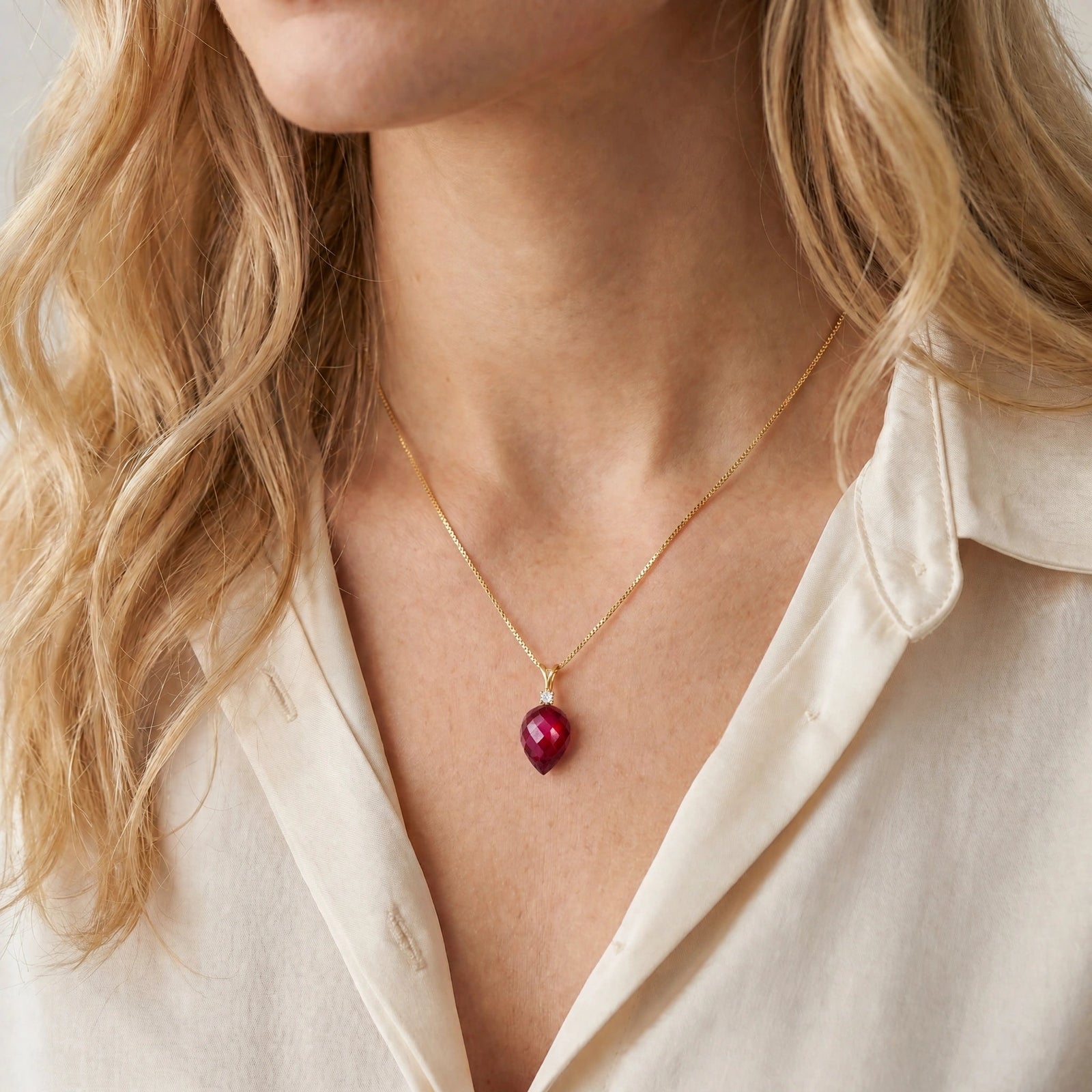 Yellow Gold Pendant Necklace Citrine 10K — Ornella
