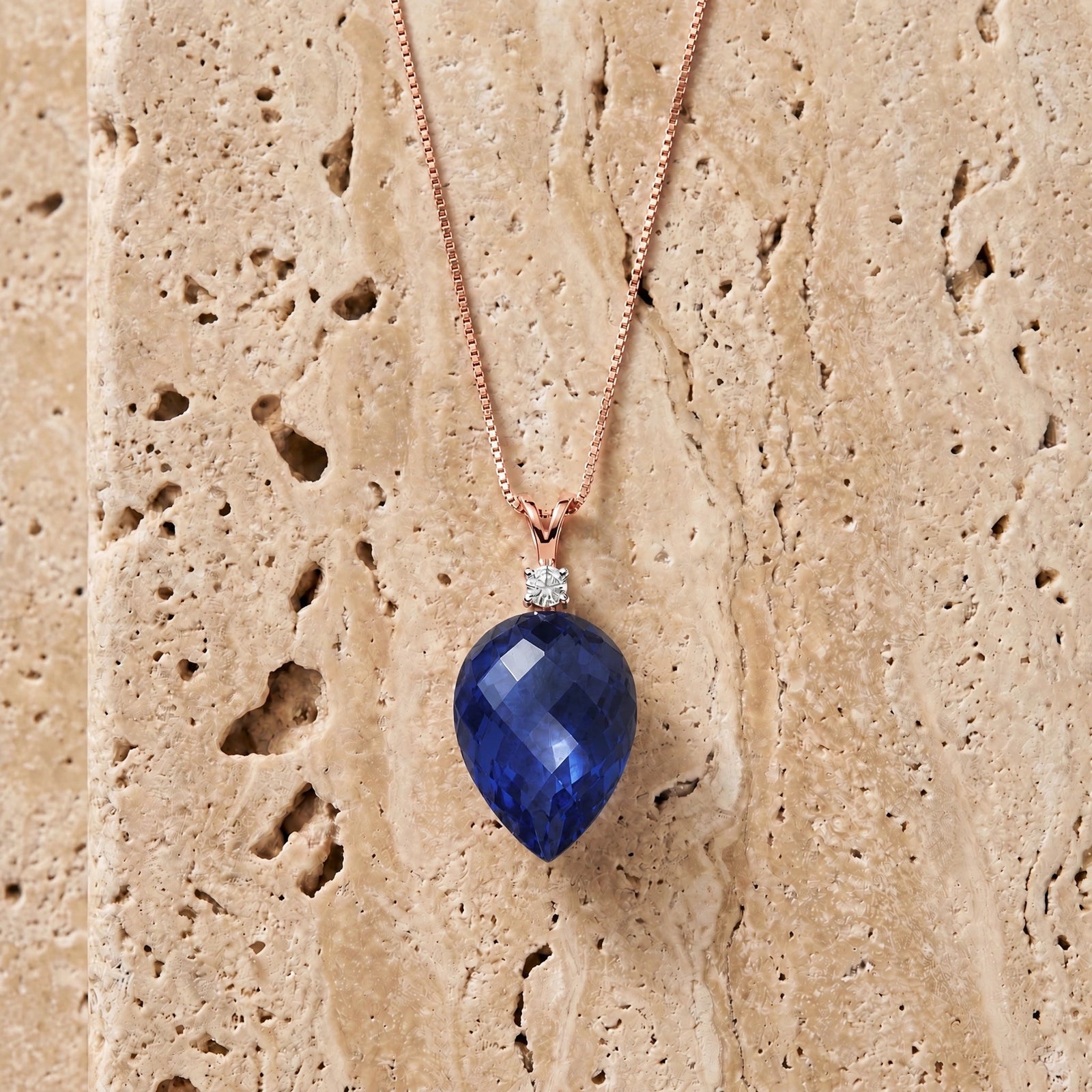 Rose Gold Pendant Necklace Emerald 10K — Ornella
