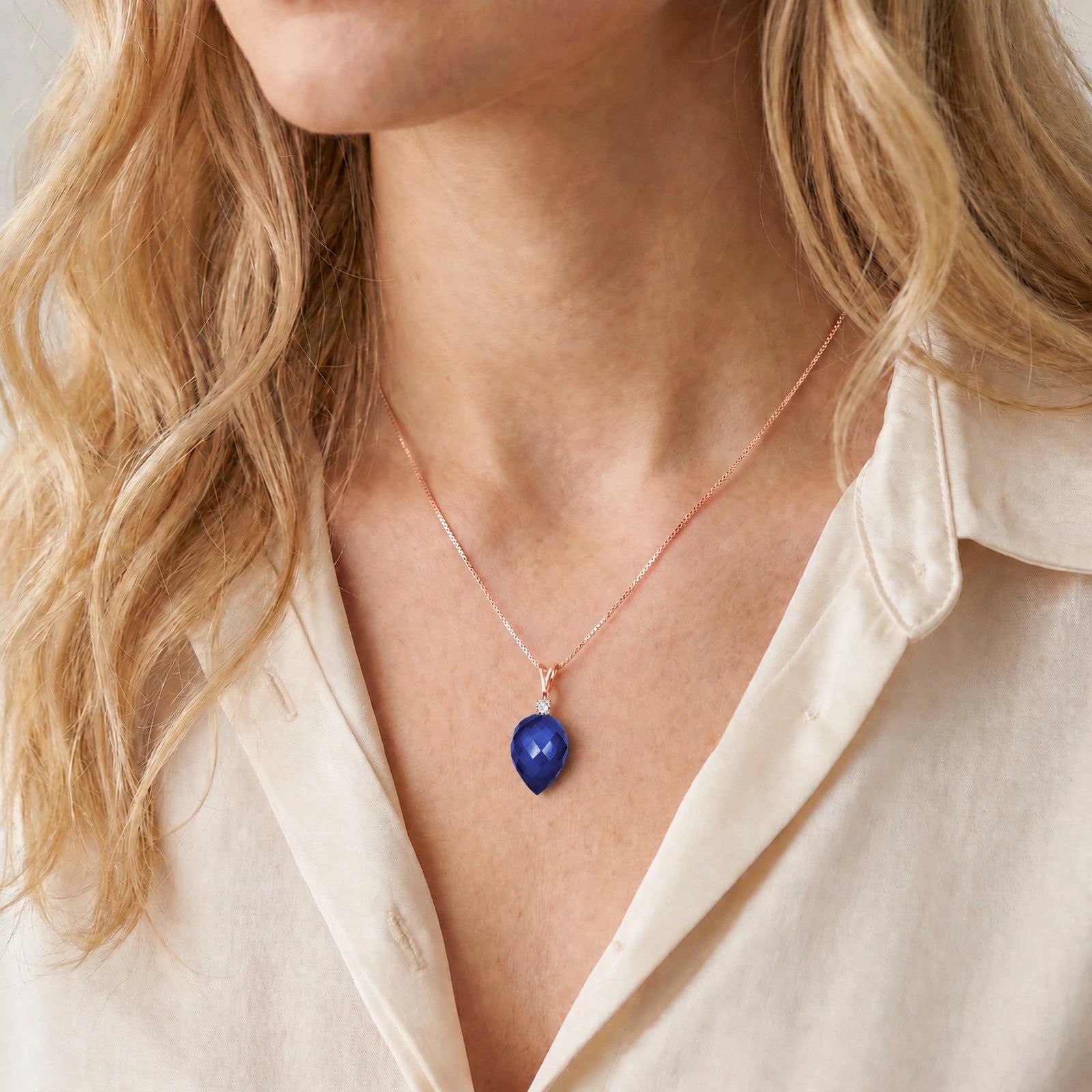 Rose Gold Pendant Necklace Emerald 10K — Ornella