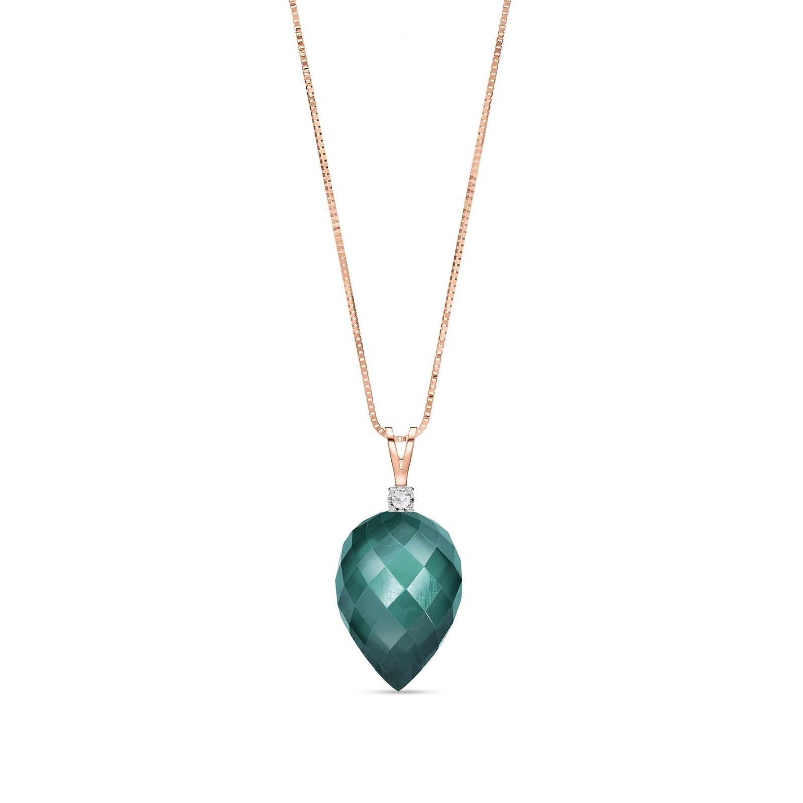 Rose Gold Pendant Necklace Green Amethyst 10K — Ornella