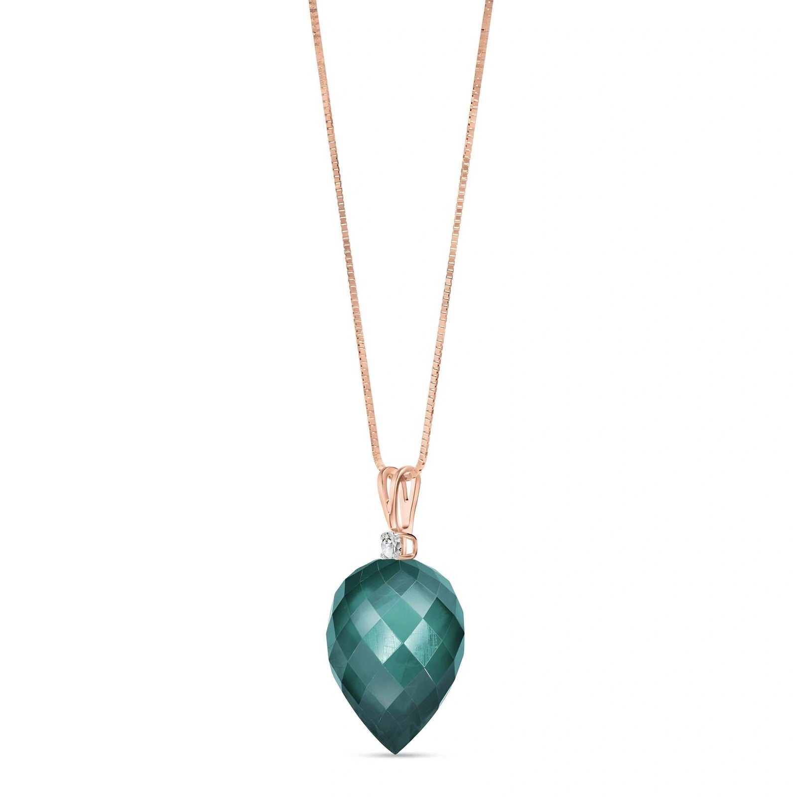 Rose Gold Pendant Necklace Green Amethyst 10K — Ornella