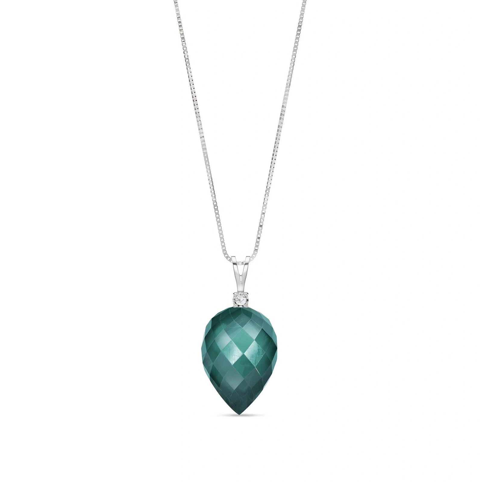 White Gold Pendant Necklace Green Amethyst 10K — Ornella