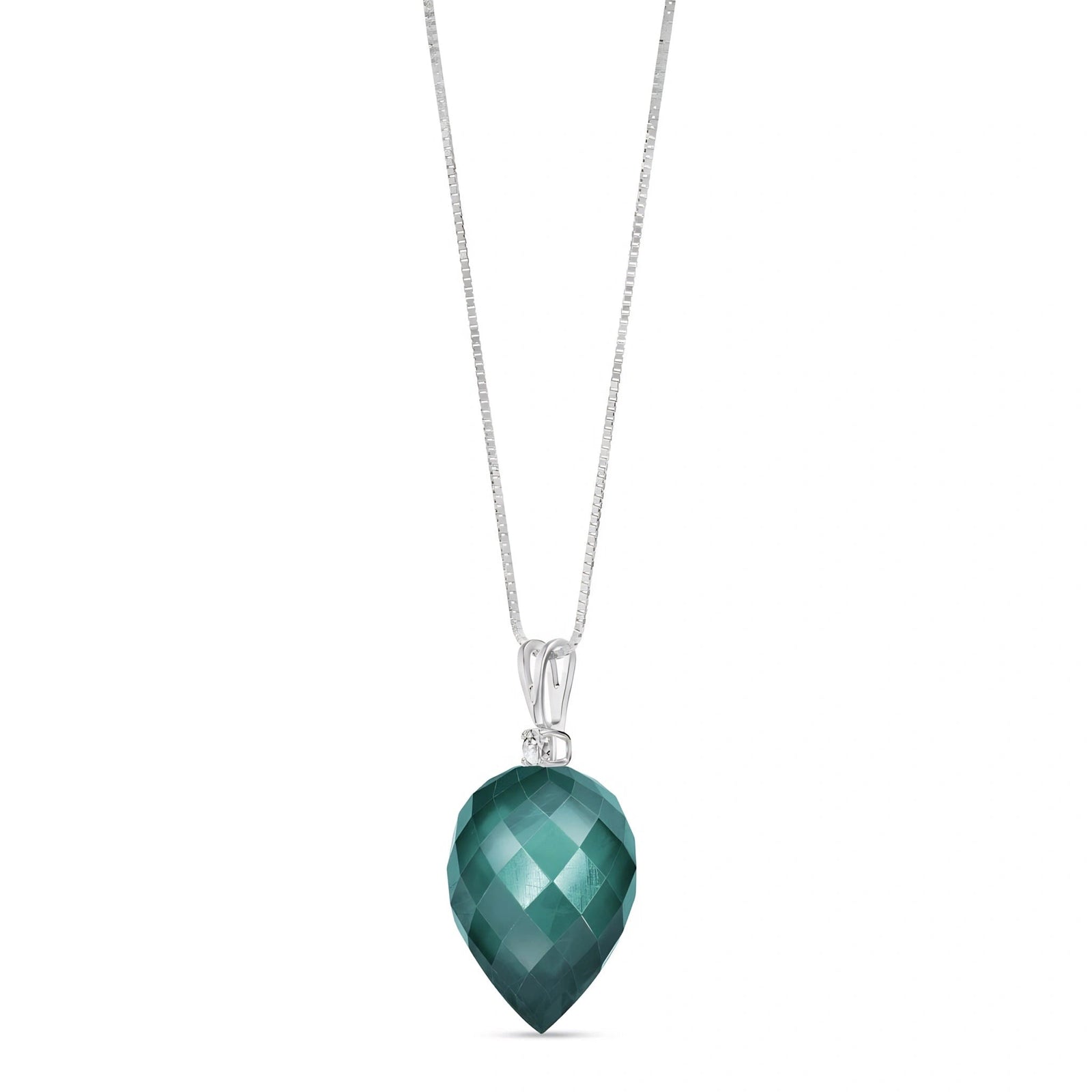 White Gold Pendant Necklace Green Amethyst 10K — Ornella