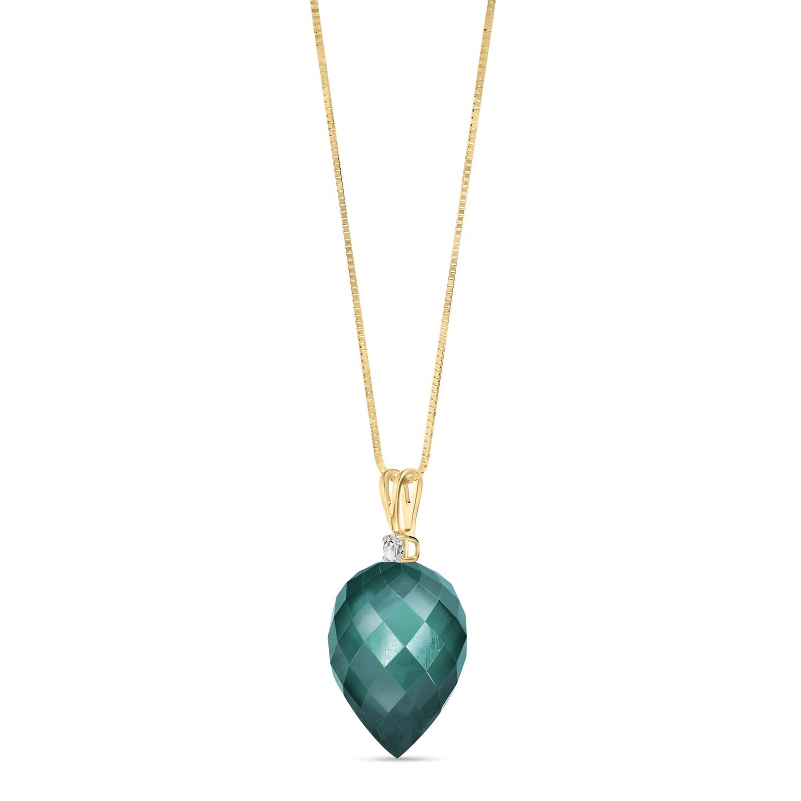 Yellow Gold Pendant Necklace Green Amethyst 10K — Ornella