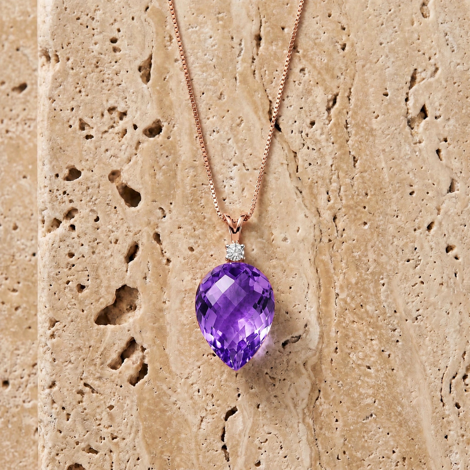 Rose Gold Pendant Necklace Lemon Quartz 10K — Ornella