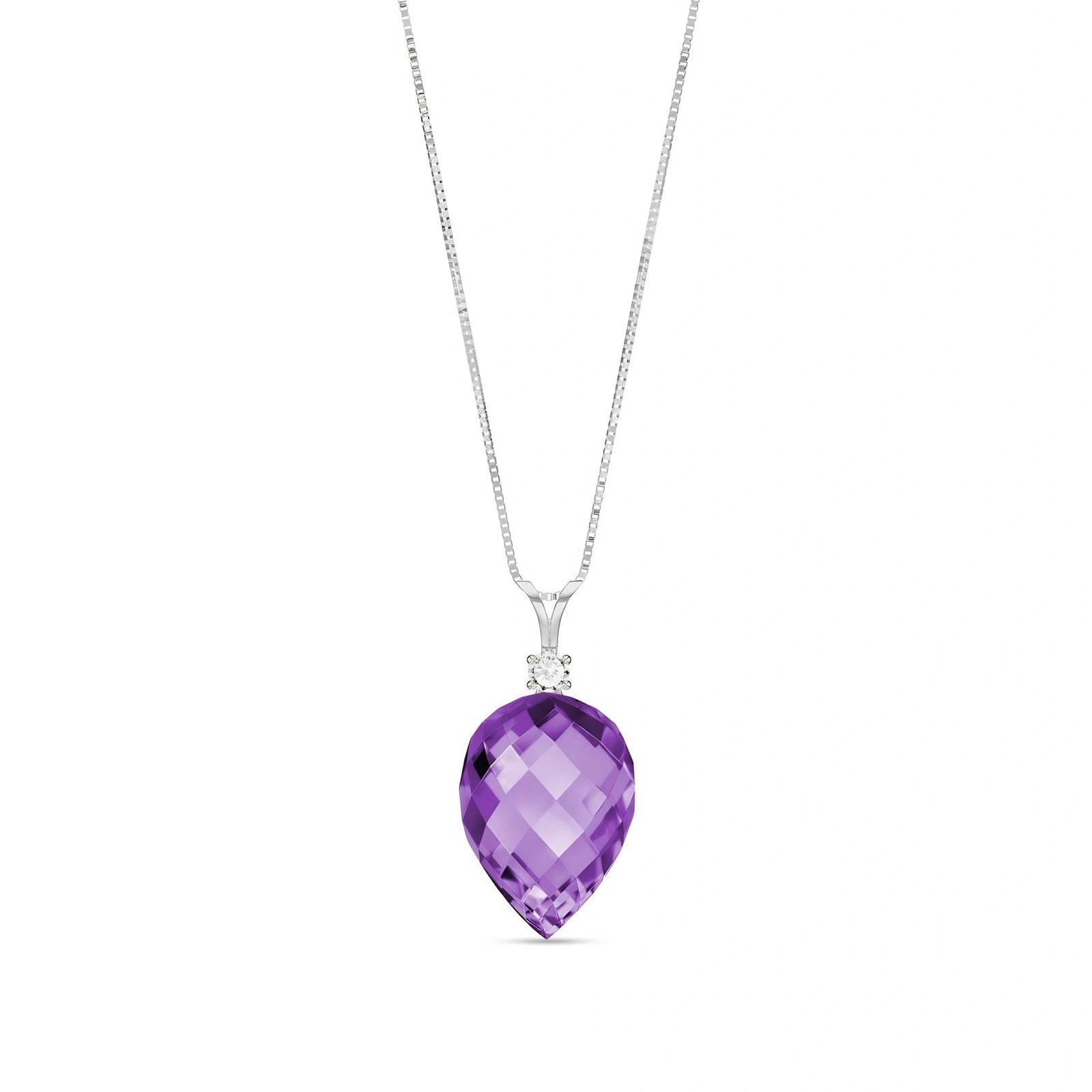 White Gold Pendant Necklace Lemon Quartz 10K — Ornella