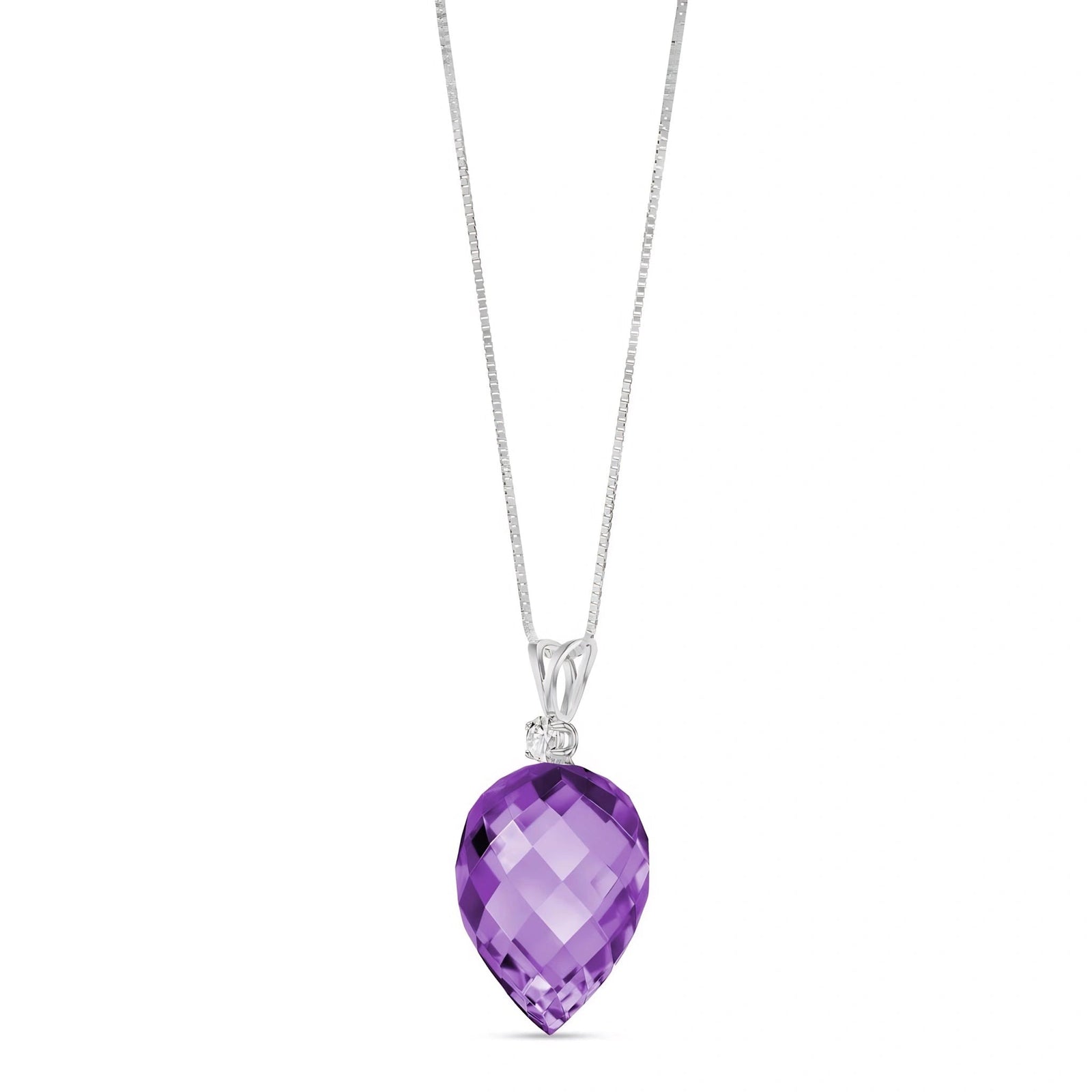 White Gold Pendant Necklace Lemon Quartz 10K — Ornella