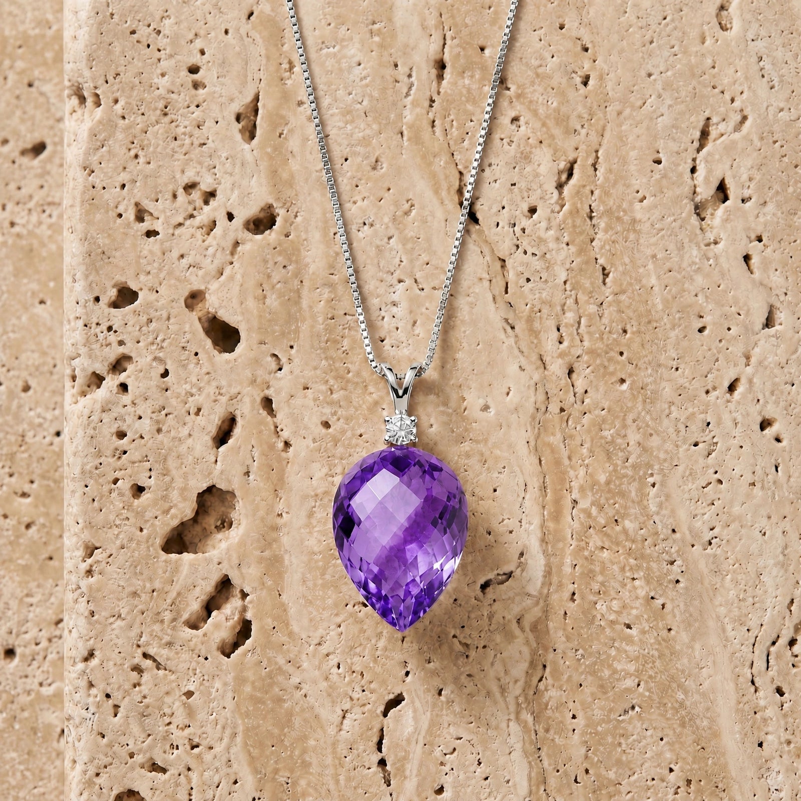 White Gold Pendant Necklace Lemon Quartz 10K — Ornella