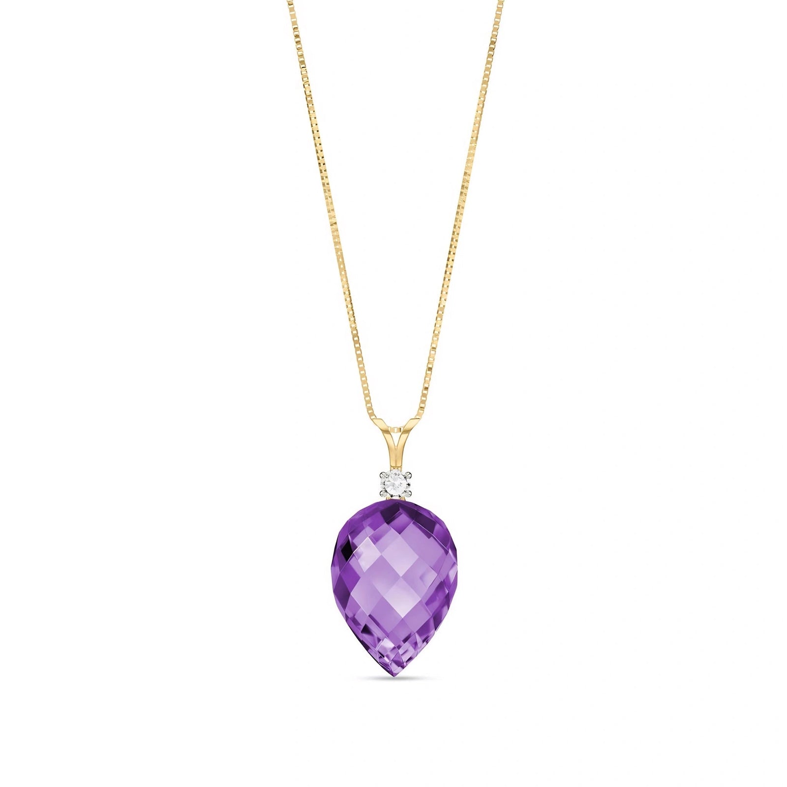 Yellow Gold Pendant Necklace Lemon Quartz 10K — Ornella