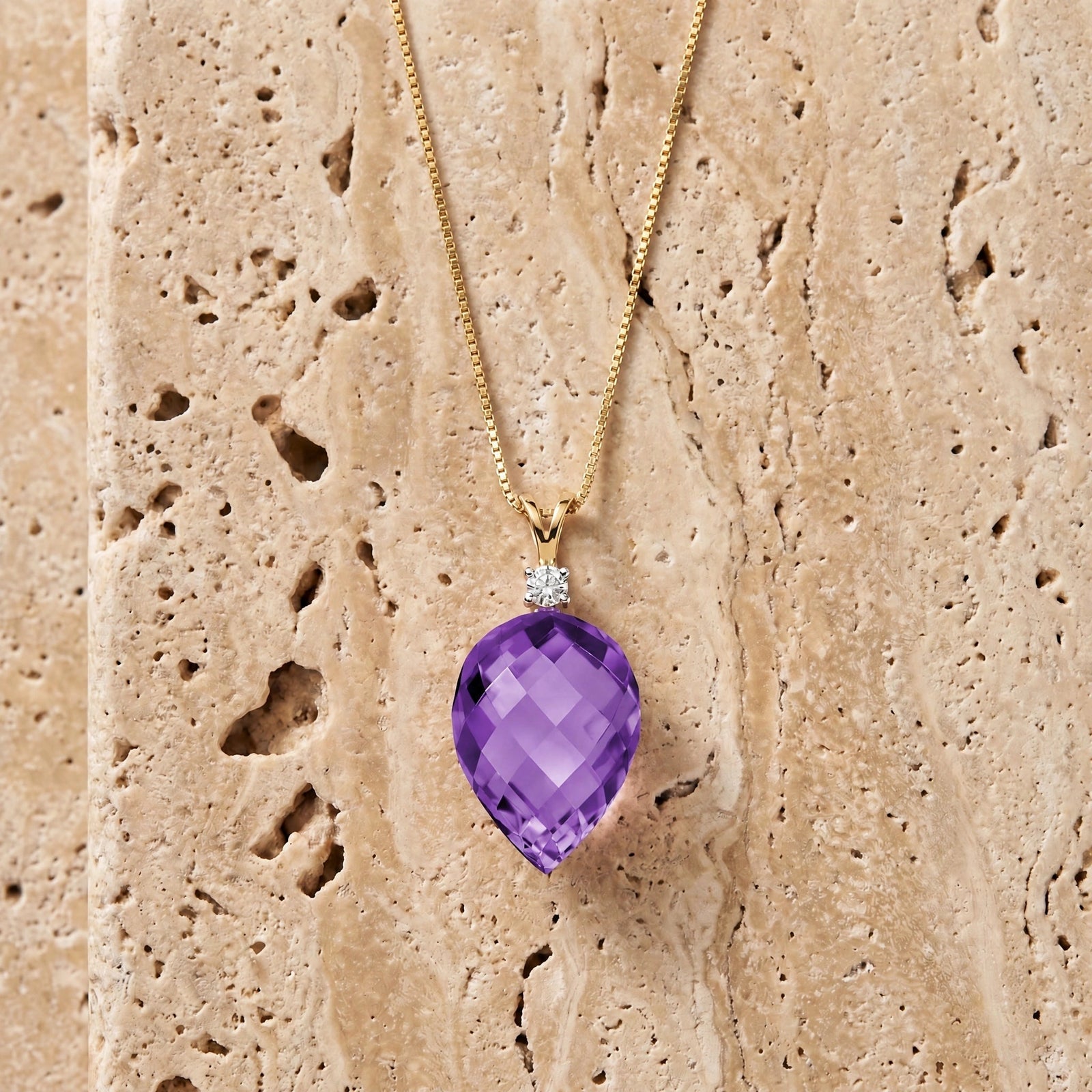 Yellow Gold Pendant Necklace Lemon Quartz 10K — Ornella